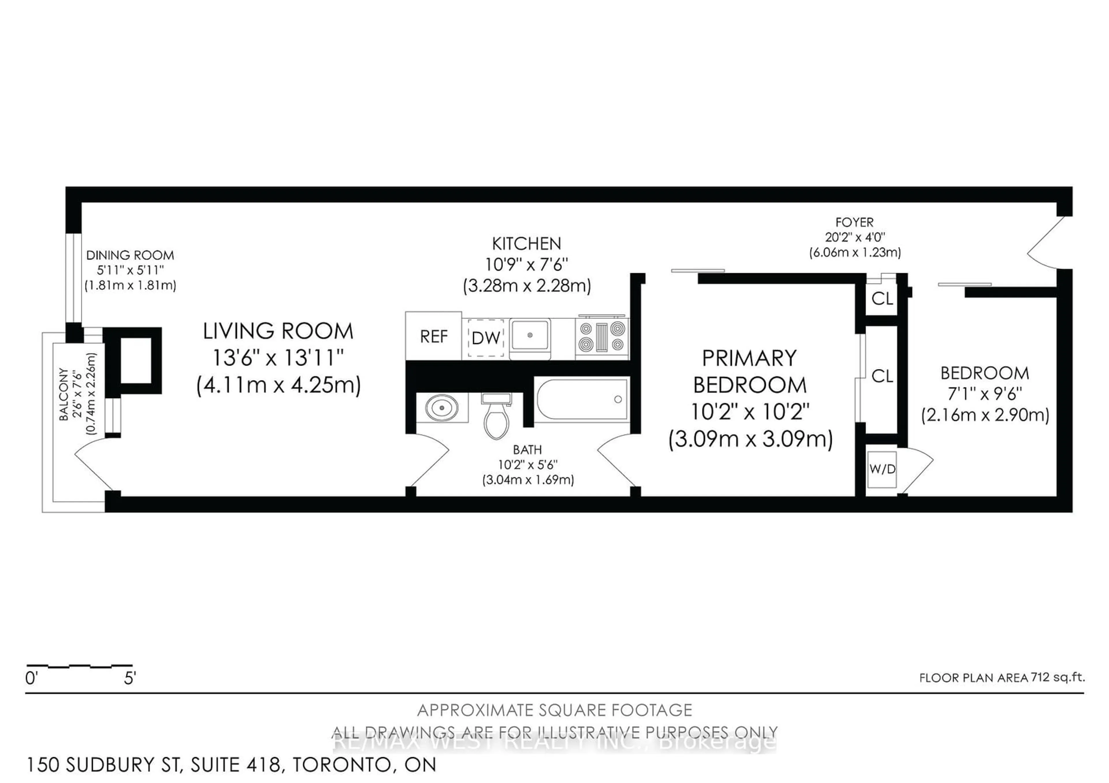 Floor plan for 150 Sudbury St #418, Toronto Ontario M6J 3S8