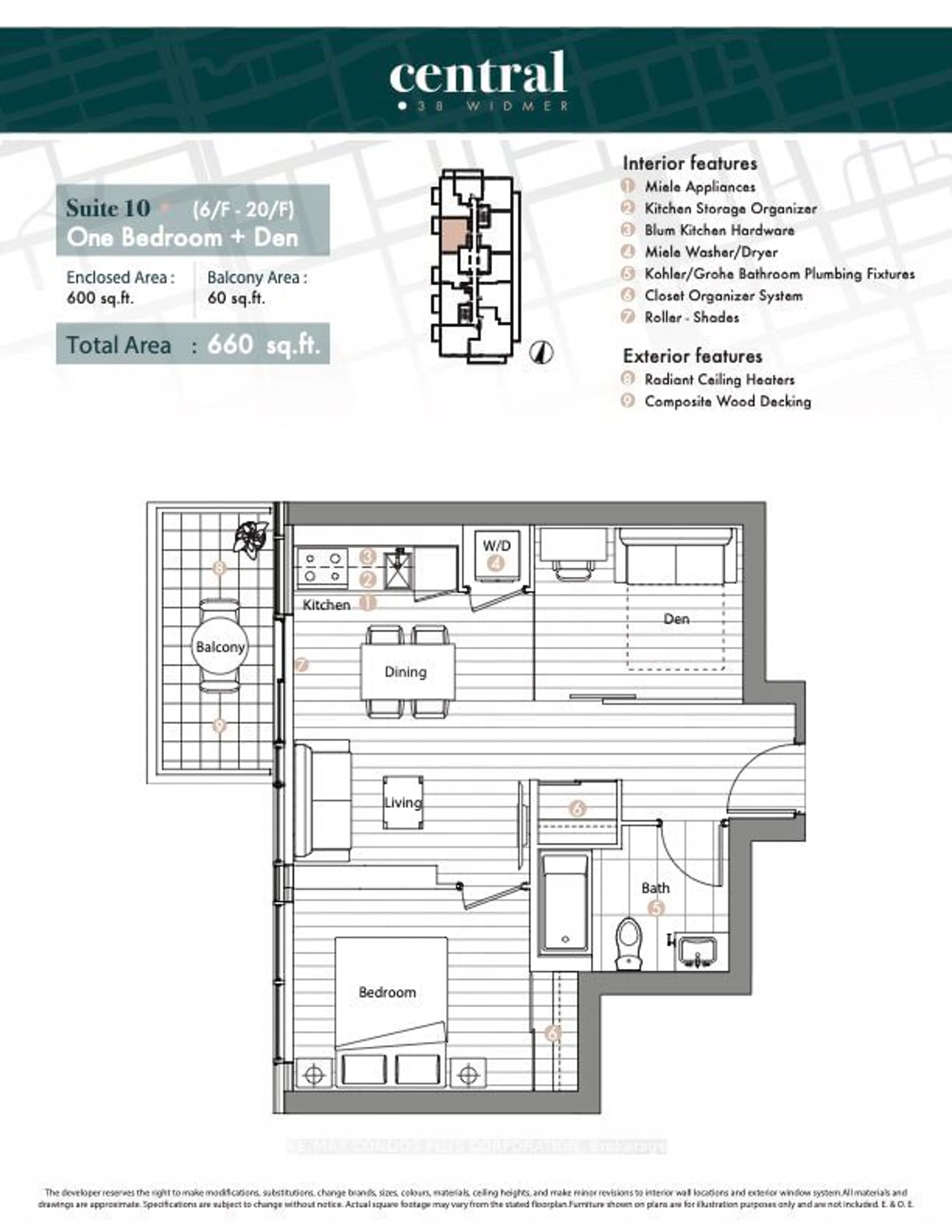 Floor plan for 38 Widmer St #810, Toronto Ontario M5V 0V7