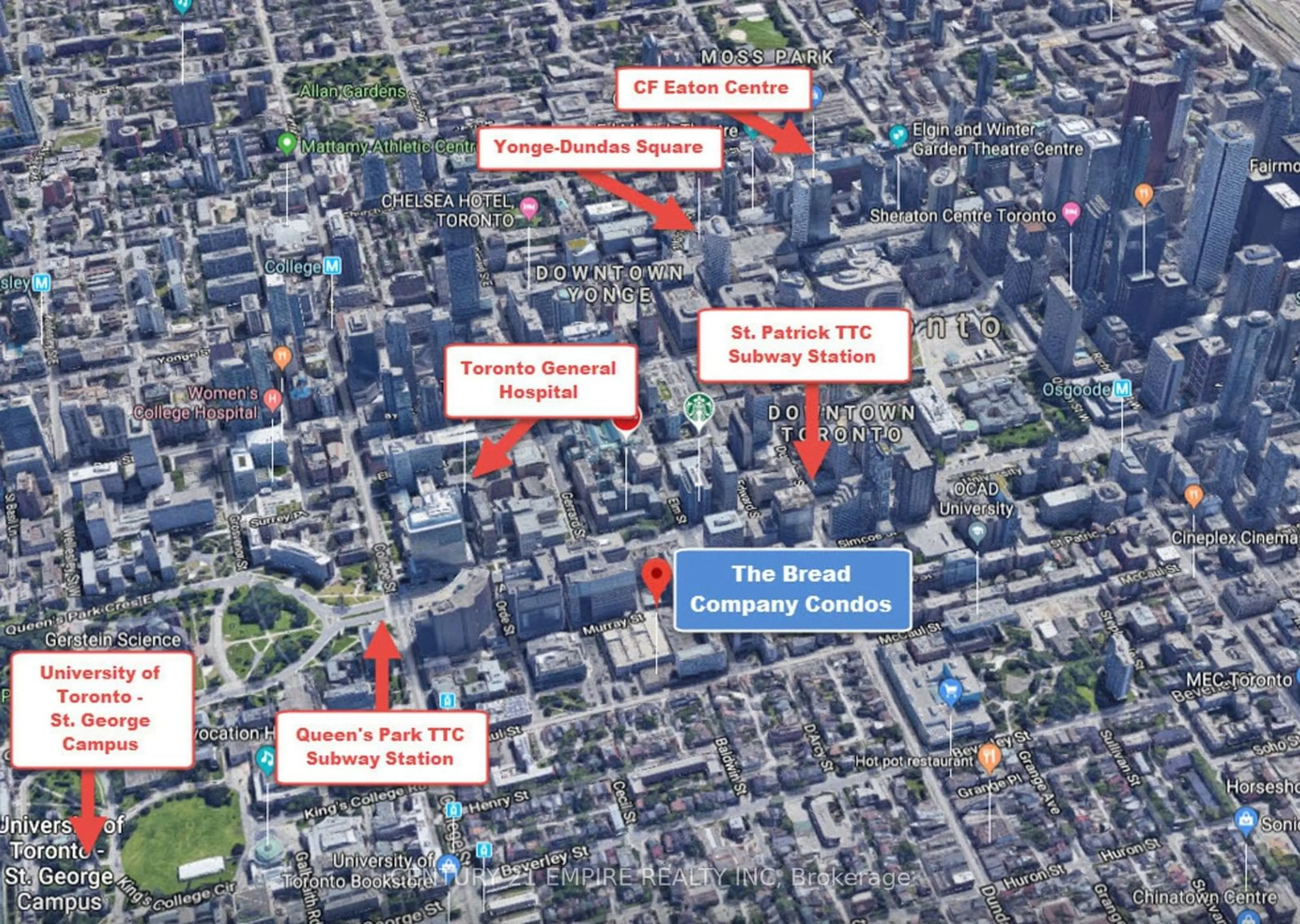 Picture of a map for 195 McCaul St #1901, Toronto Ontario M5T 0E5