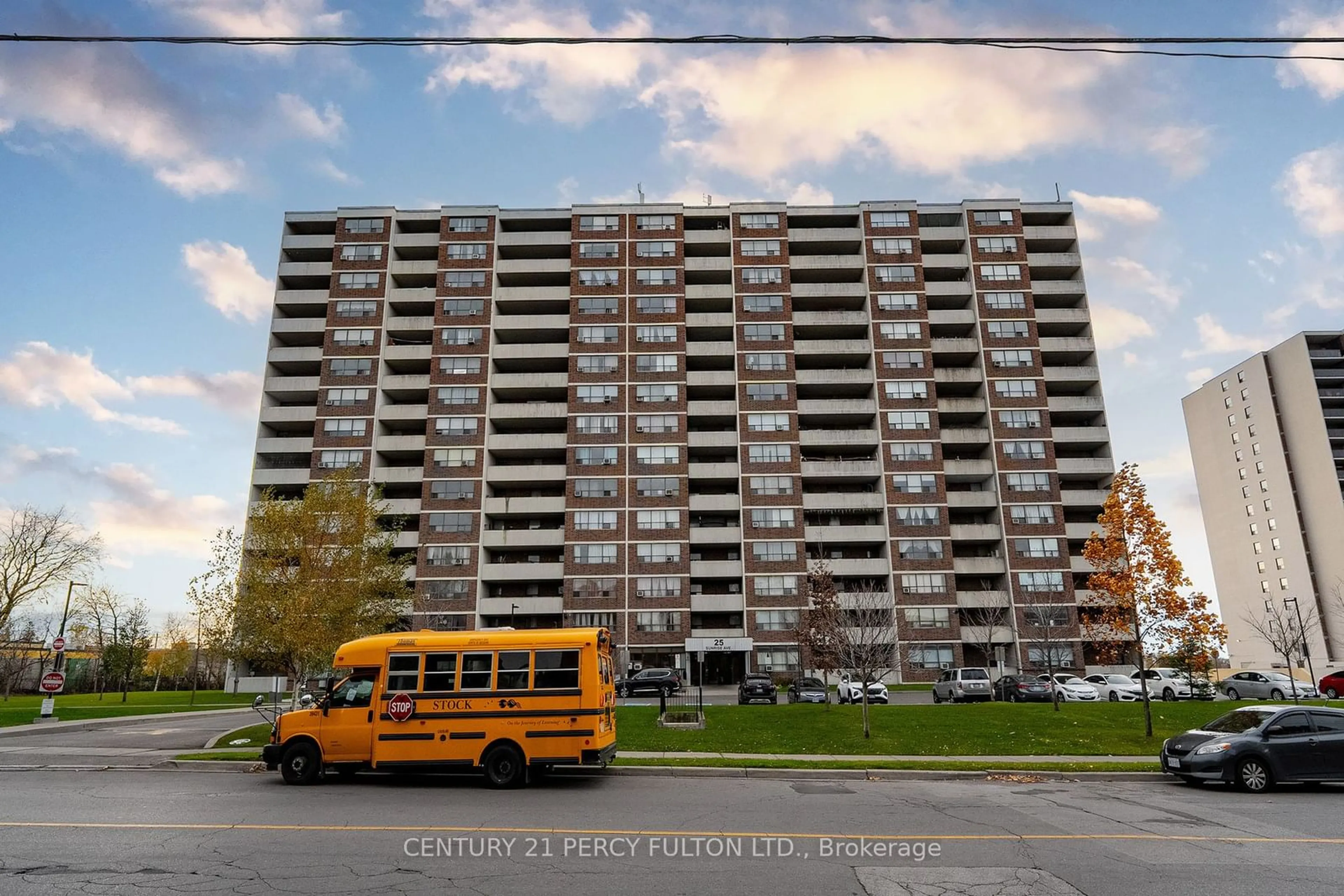 A pic from exterior of the house or condo, the street view for 25 Sunrise Ave #1404, Toronto Ontario M4A 2S2