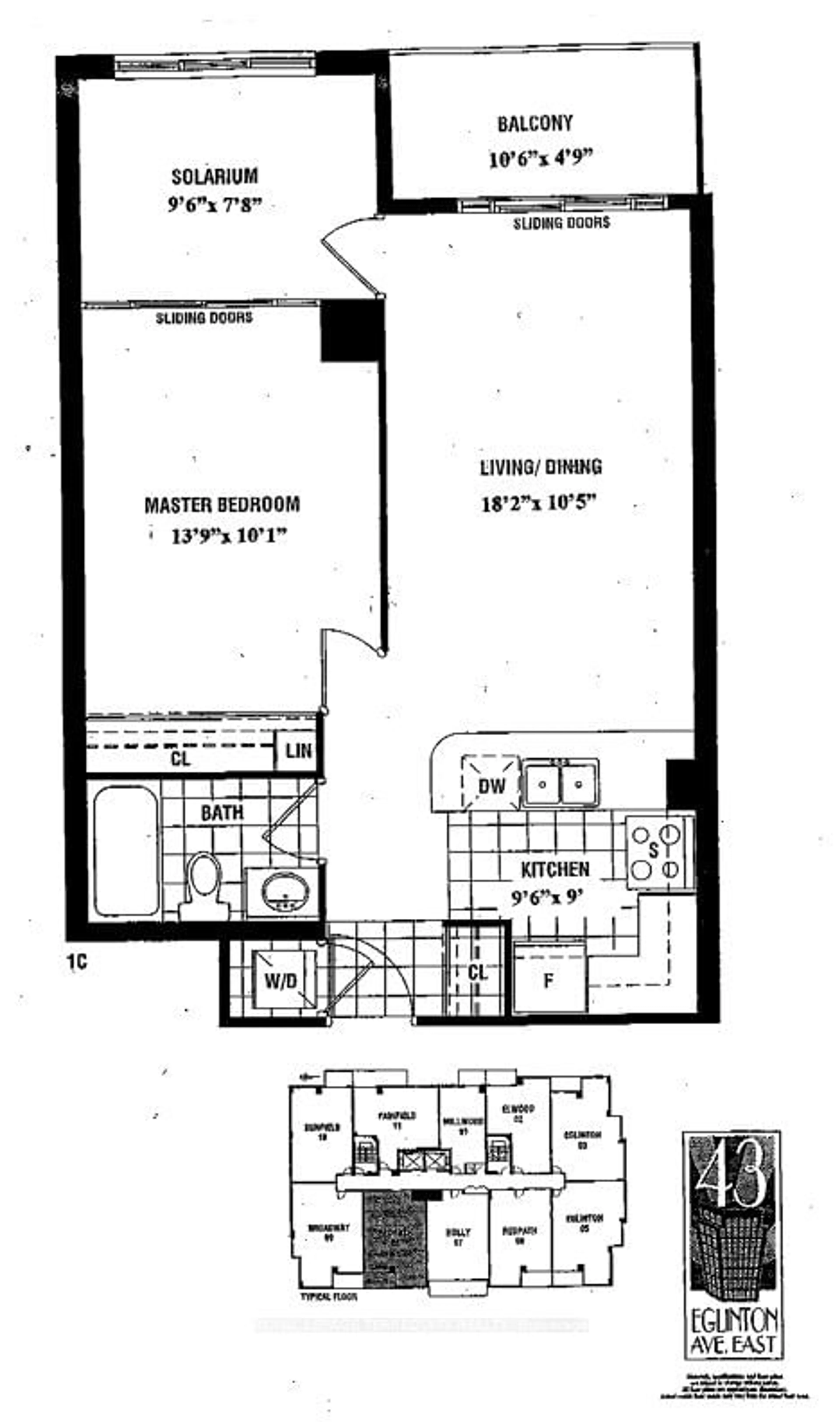 Floor plan for 43 Eglinton Ave #1708, Toronto Ontario M4P 1A2