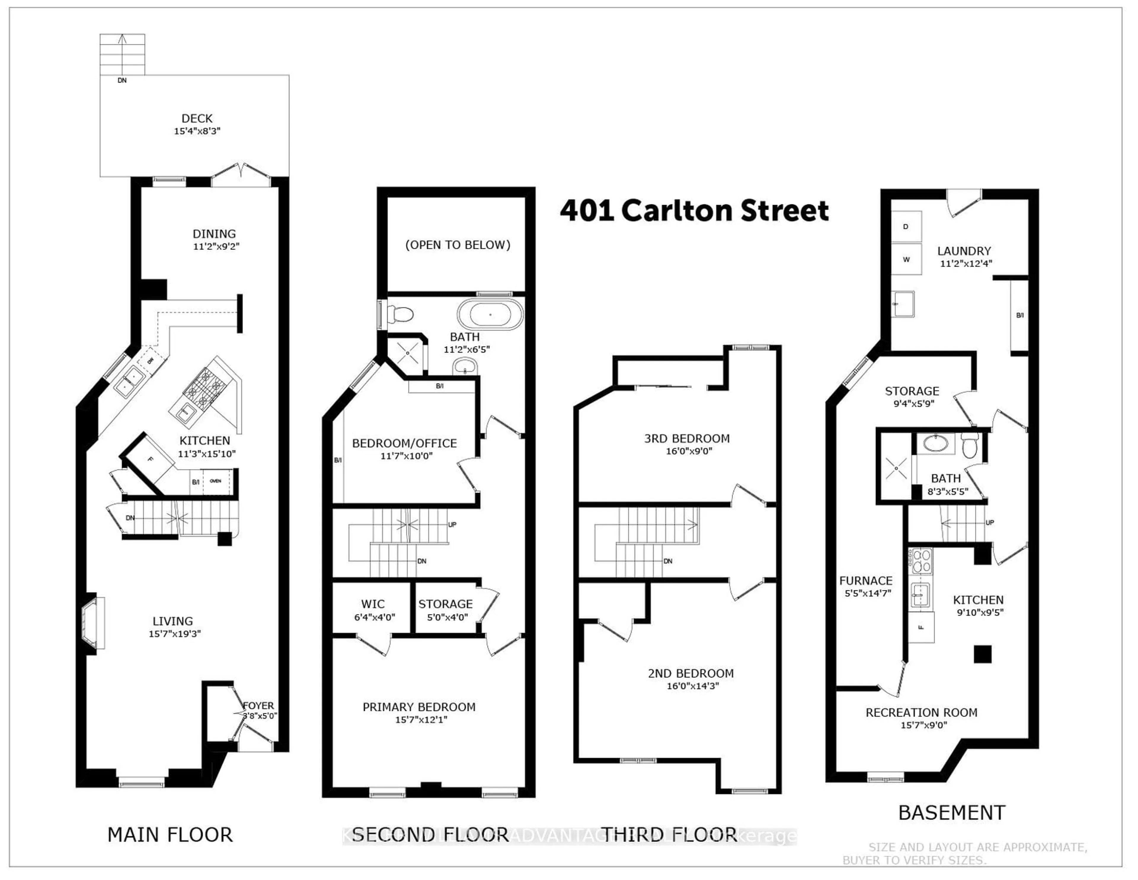 Floor plan for 401 Carlton St, Toronto Ontario M5A 2M3