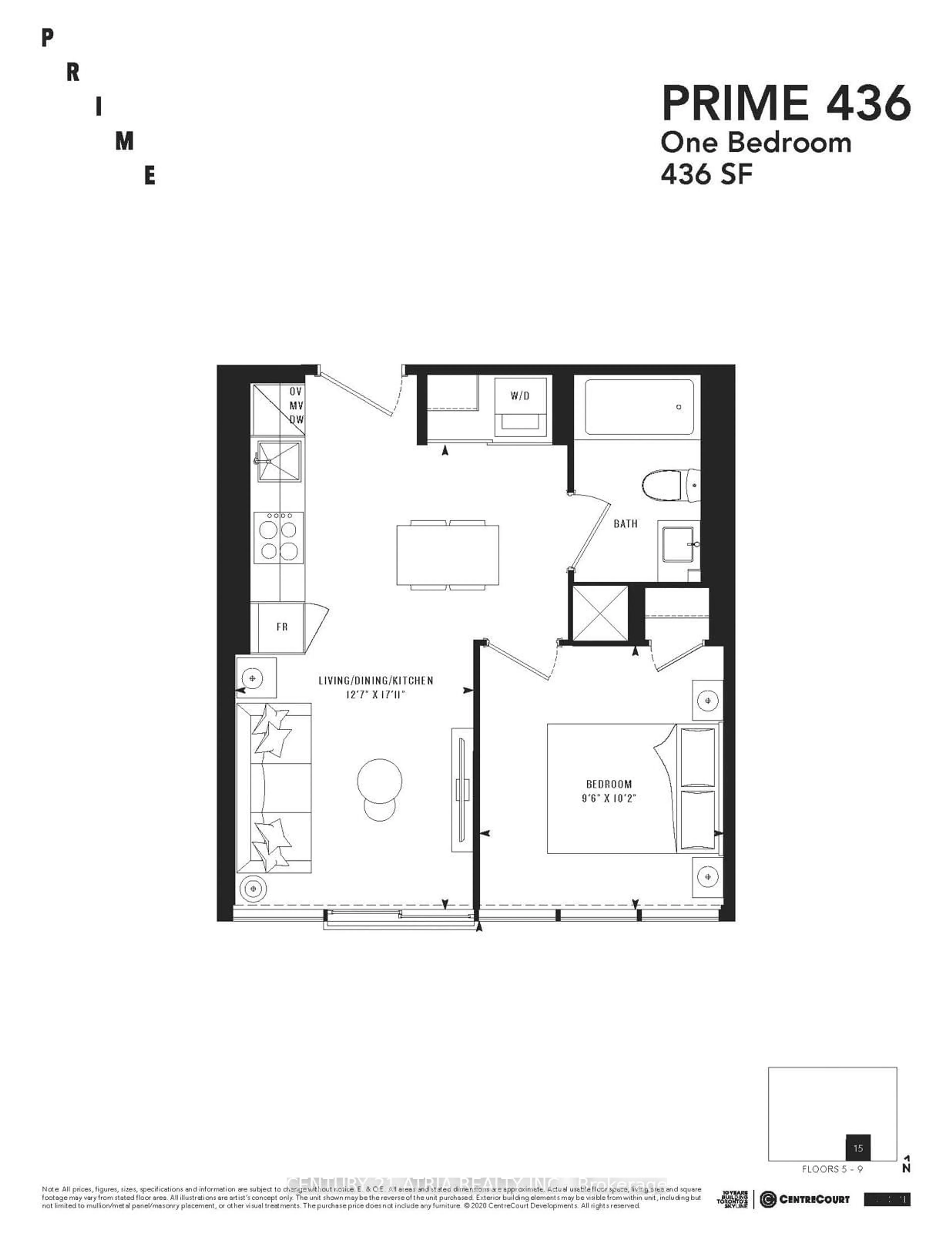 Floor plan for 319 Jarvis St #915, Toronto Ontario M5B 0C8