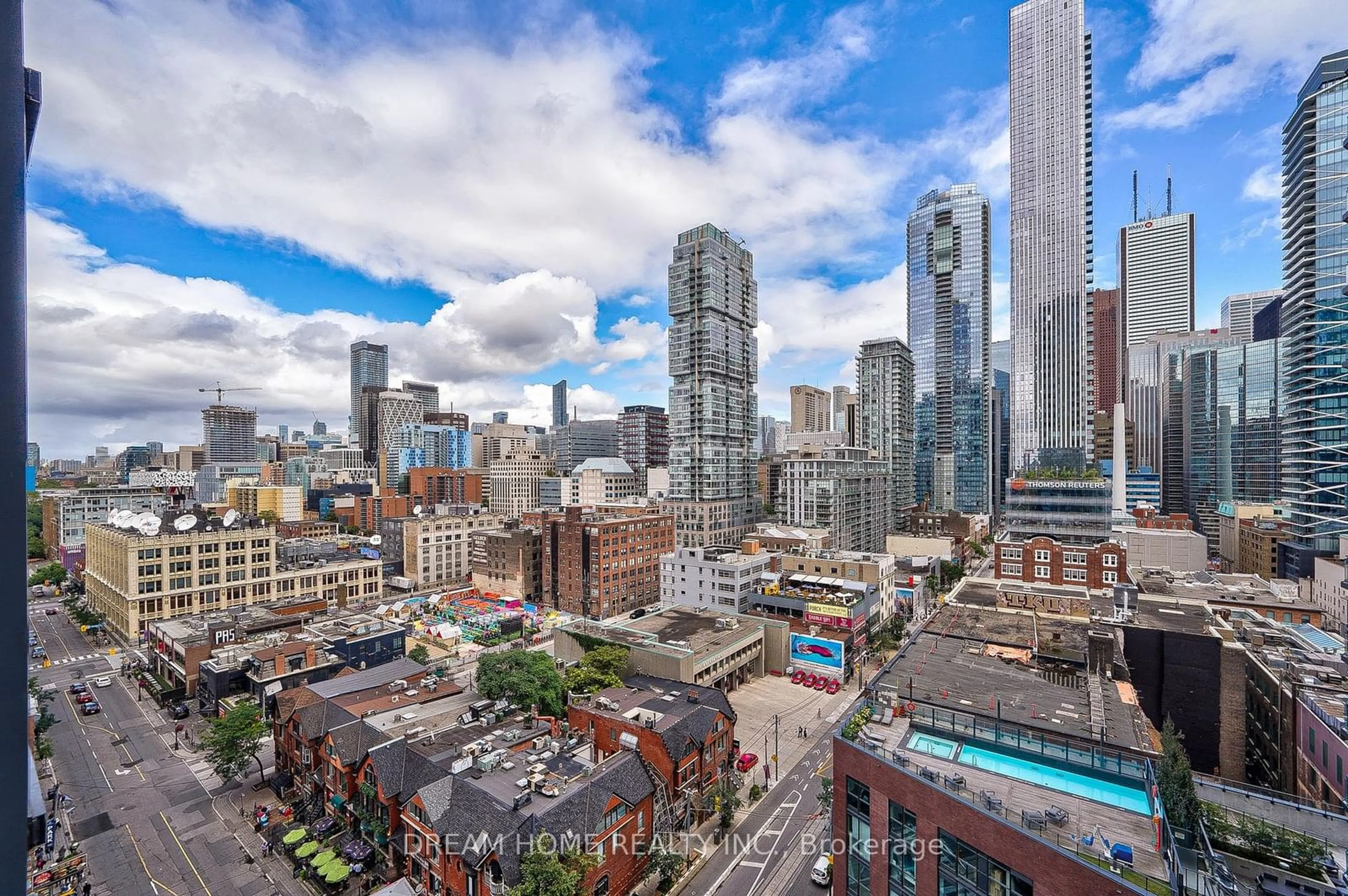 A pic from exterior of the house or condo, the view of city buildings for 295 Adelaide St #1505, Toronto Ontario M5V 1P7