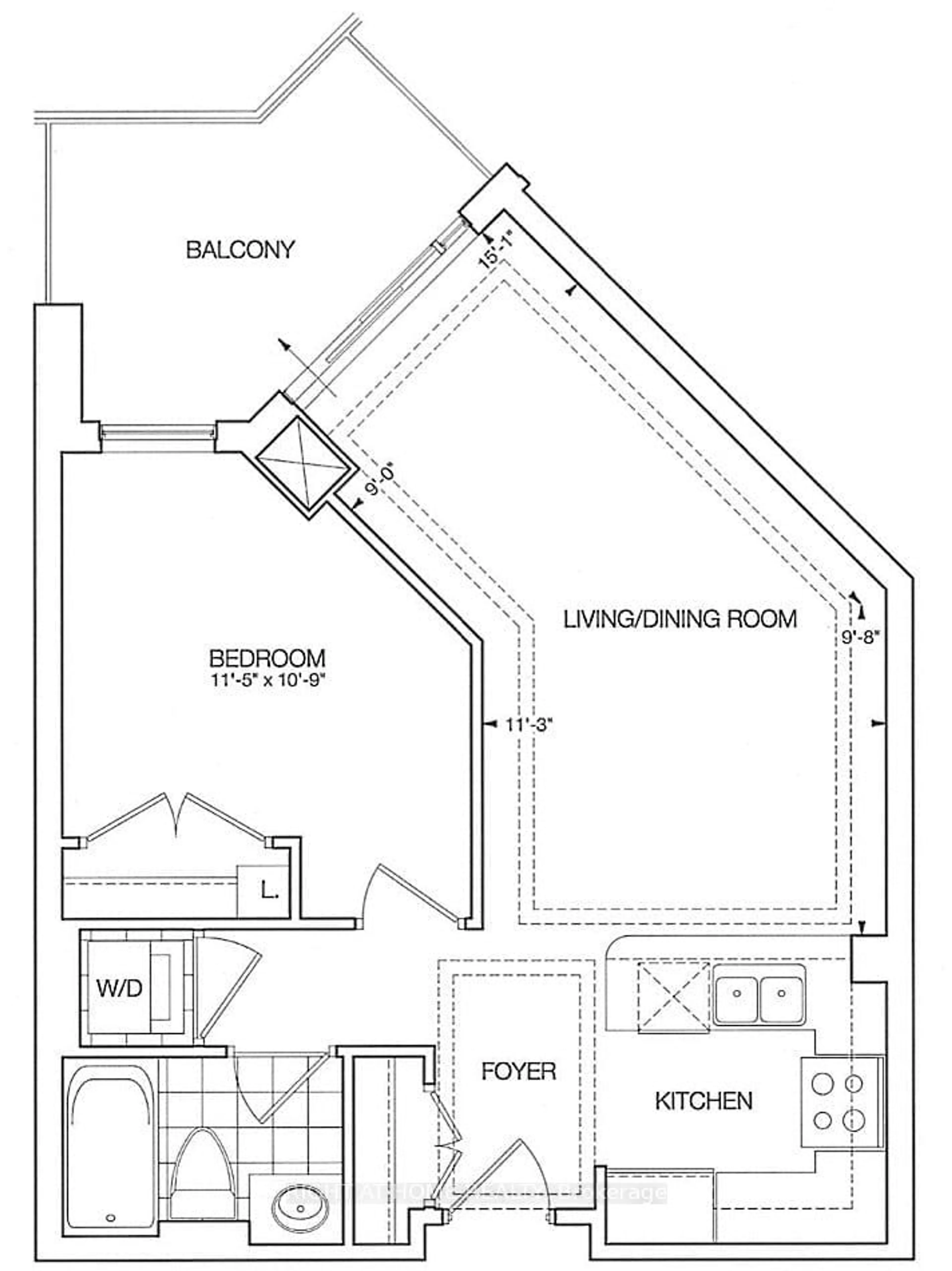 Floor plan for 20 Burkebrook Pl #306, Toronto Ontario M4G 0A1