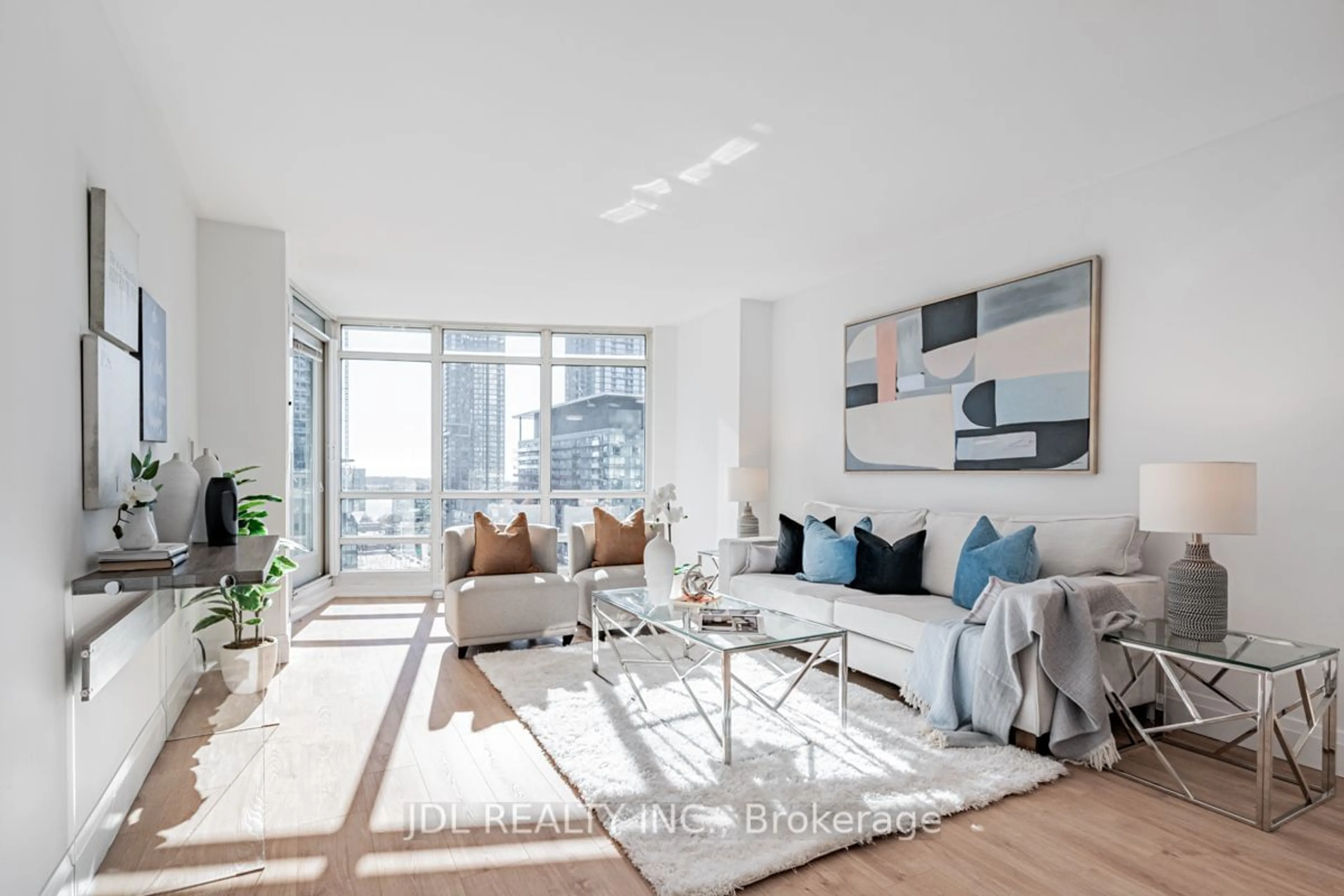 Living room, wood floors for 397 Front St #1802, Toronto Ontario M5V 3S1