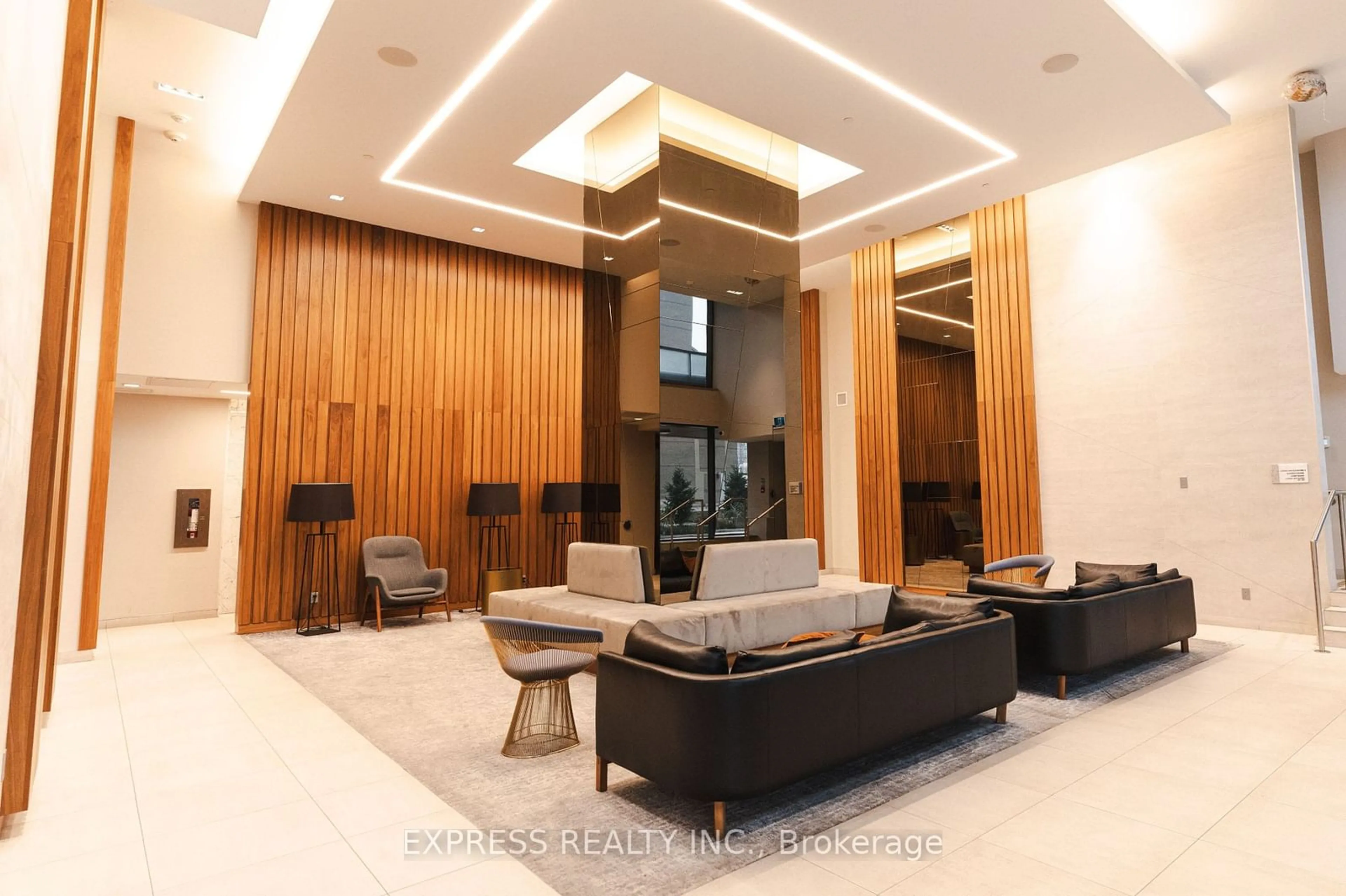 Indoor lobby, wood floors for 6 Sonic Way #804, Toronto Ontario M3C 0P1