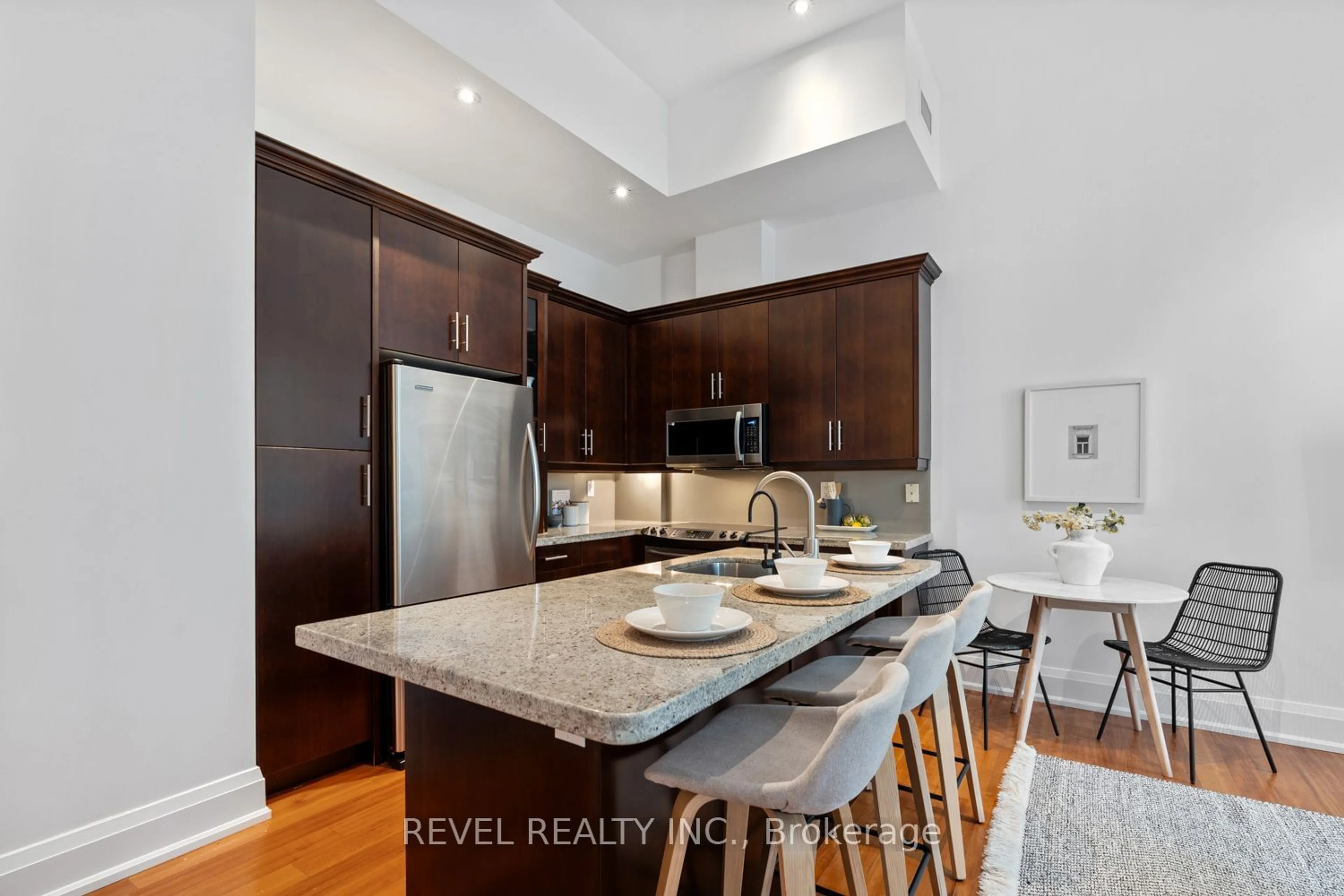 Contemporary kitchen, wood floors, mountain for 385 Brunswick Ave #205, Toronto Ontario M5R 3R1