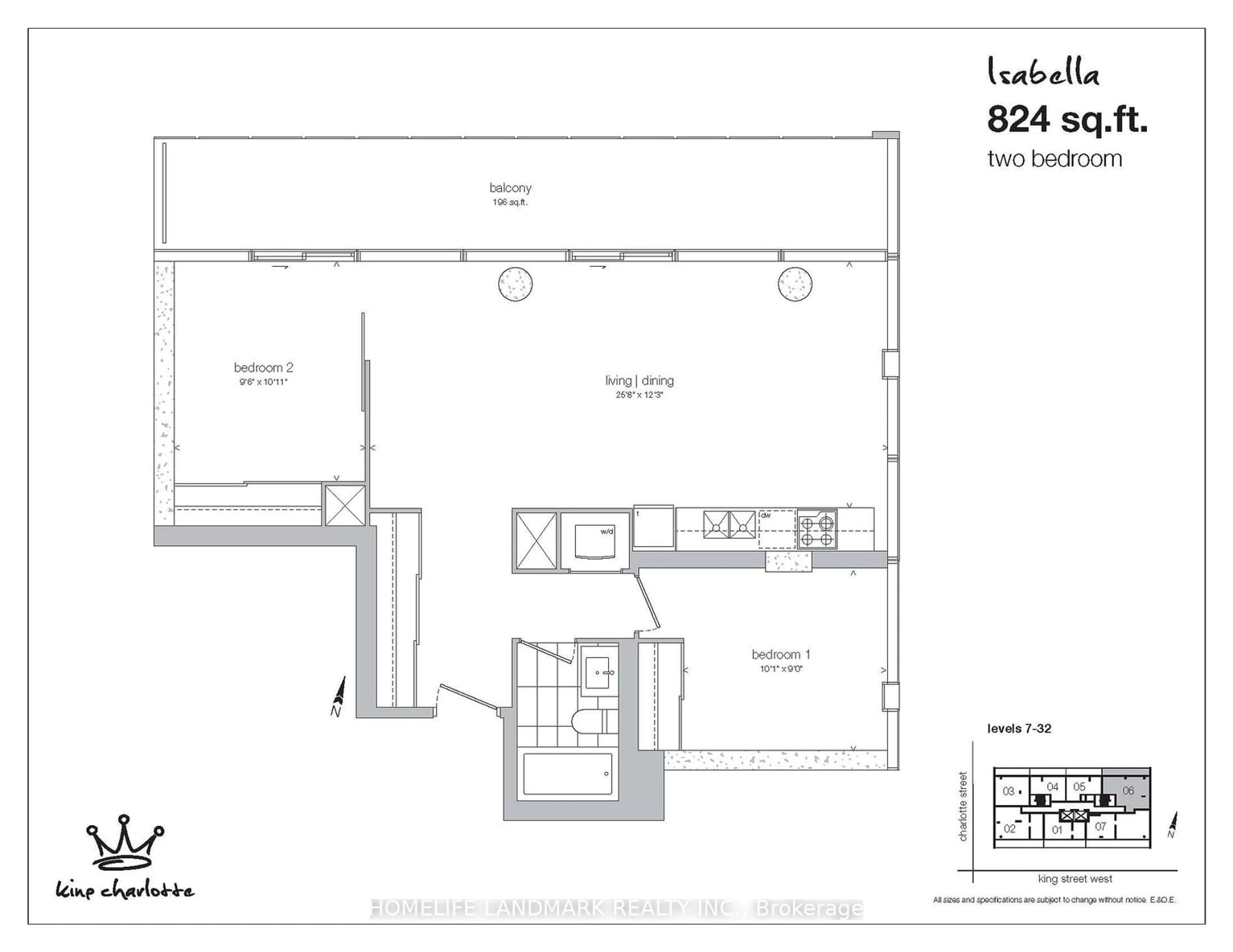 Floor plan for 11 Charlotte St #1806, Toronto Ontario M5V 0M6