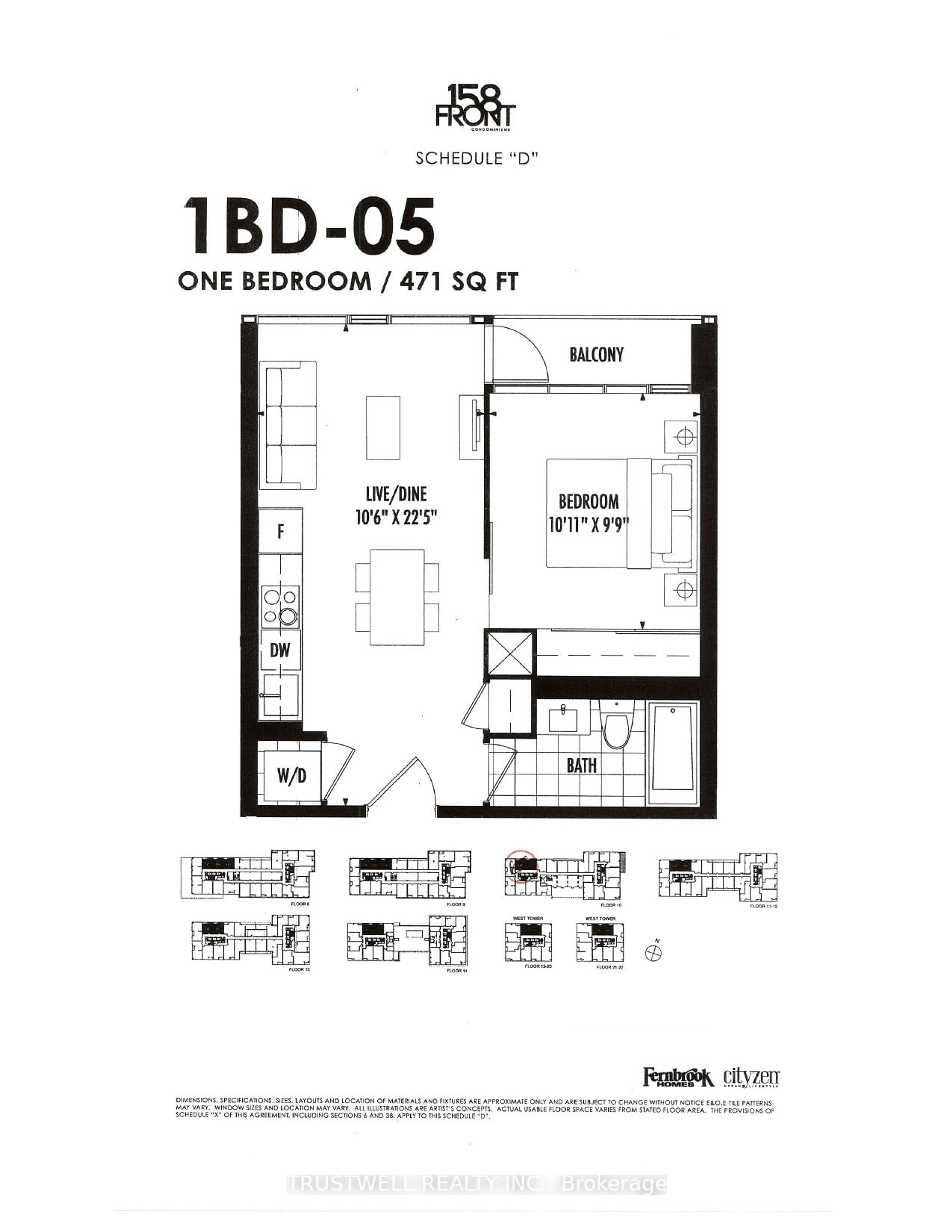 Floor plan for 158 Front St #1004, Toronto Ontario M5A 0K9