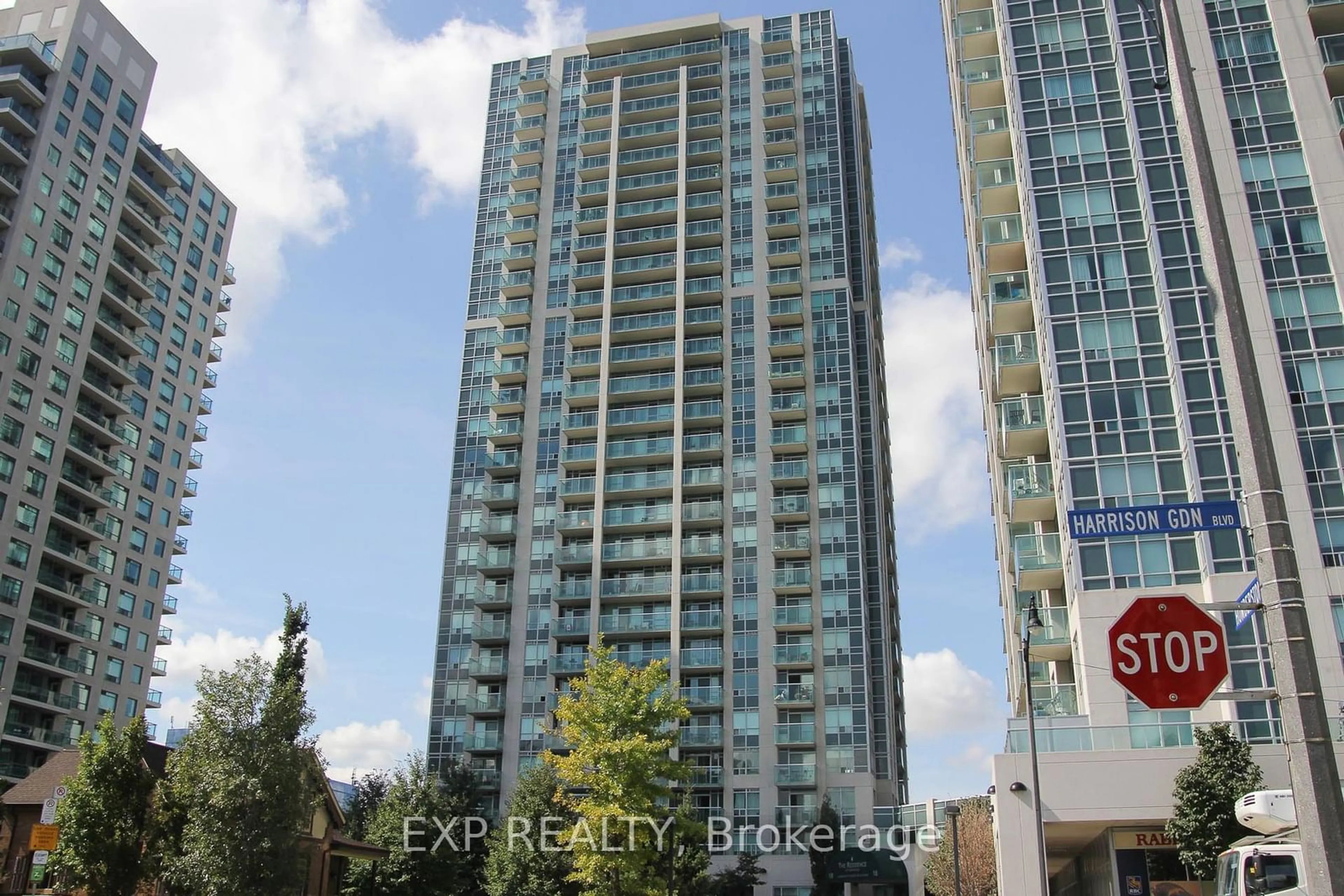 A pic from exterior of the house or condo, the front or back of building for 18 Harrison Garden Blvd #807, Toronto Ontario M2N 7J7