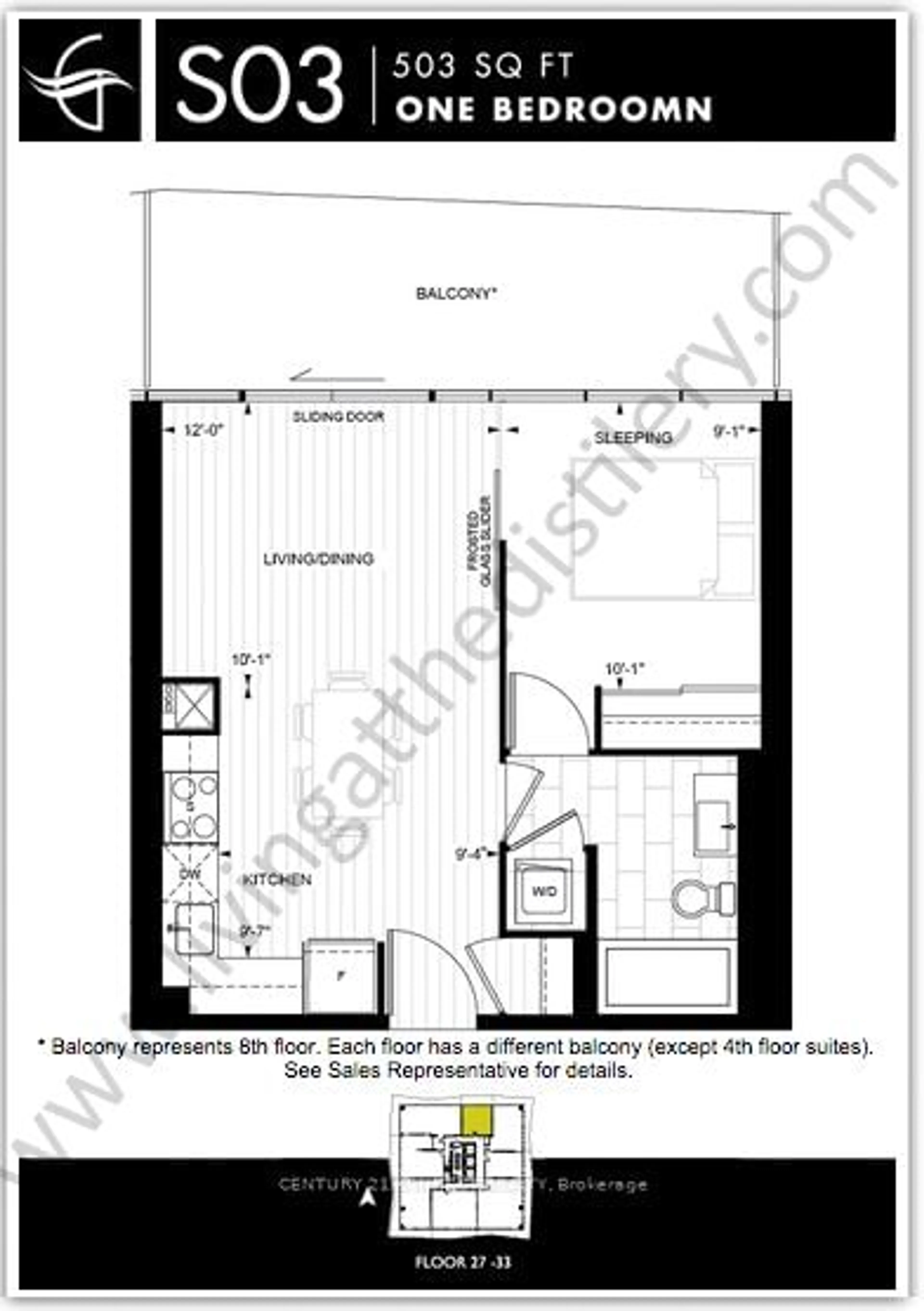 Floor plan for 390 Cherry St #3303, Toronto Ontario L4E 5B2