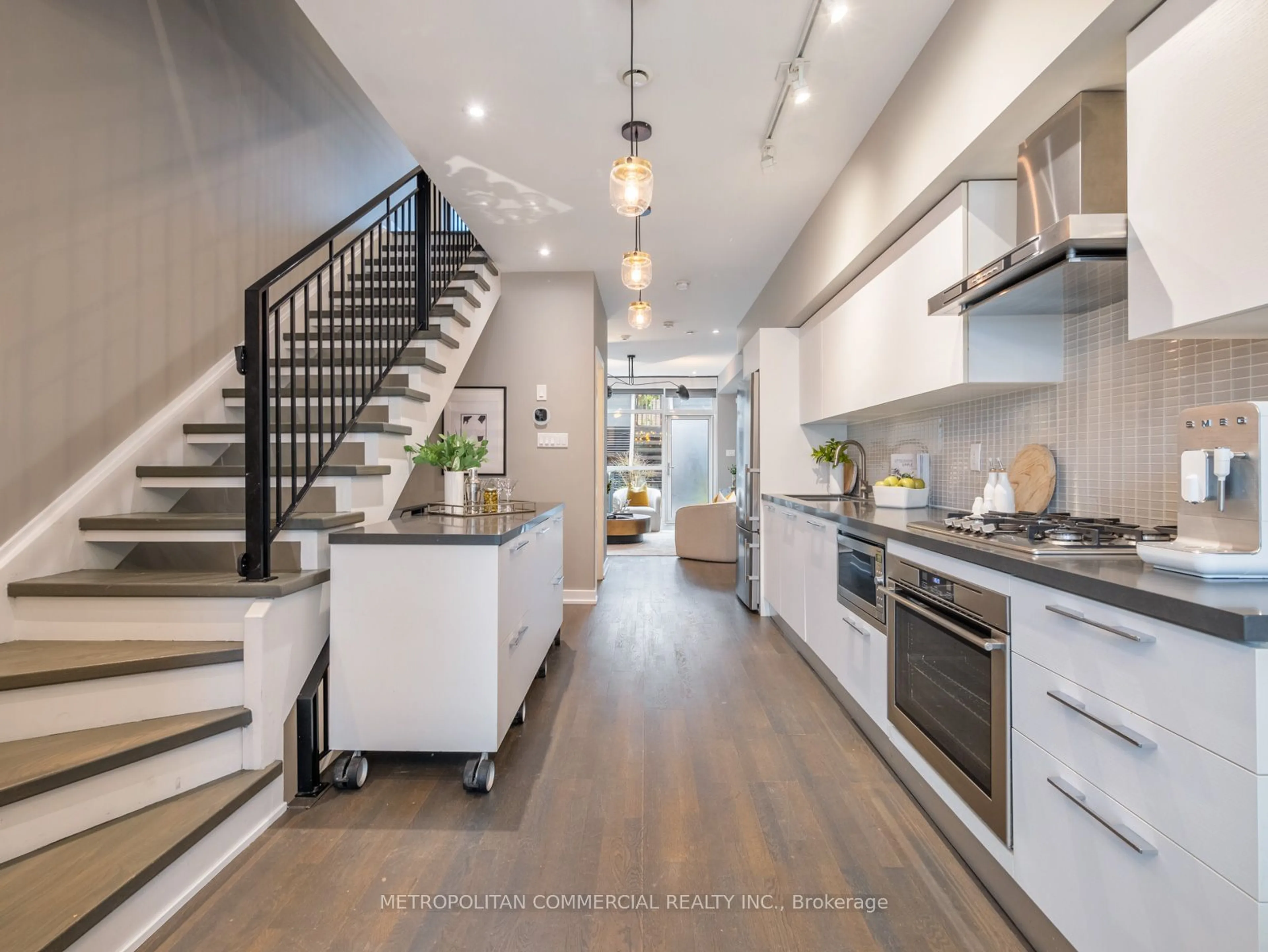 Contemporary kitchen, wood floors for 28A Givins St, Toronto Ontario M6J 2X7