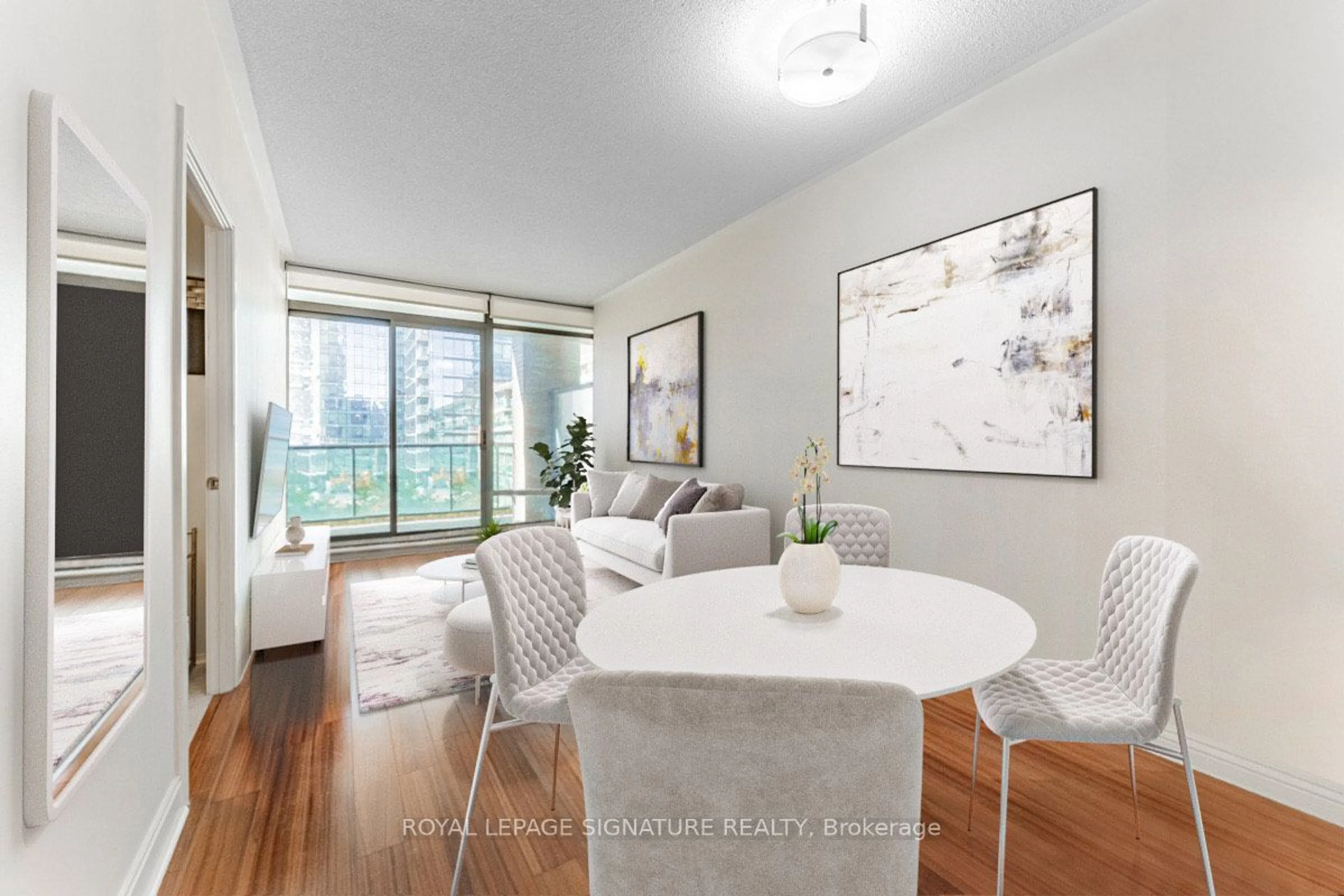 Dining room, wood floors for 18 Yorkville Ave #508, Toronto Ontario M4W 3Y8