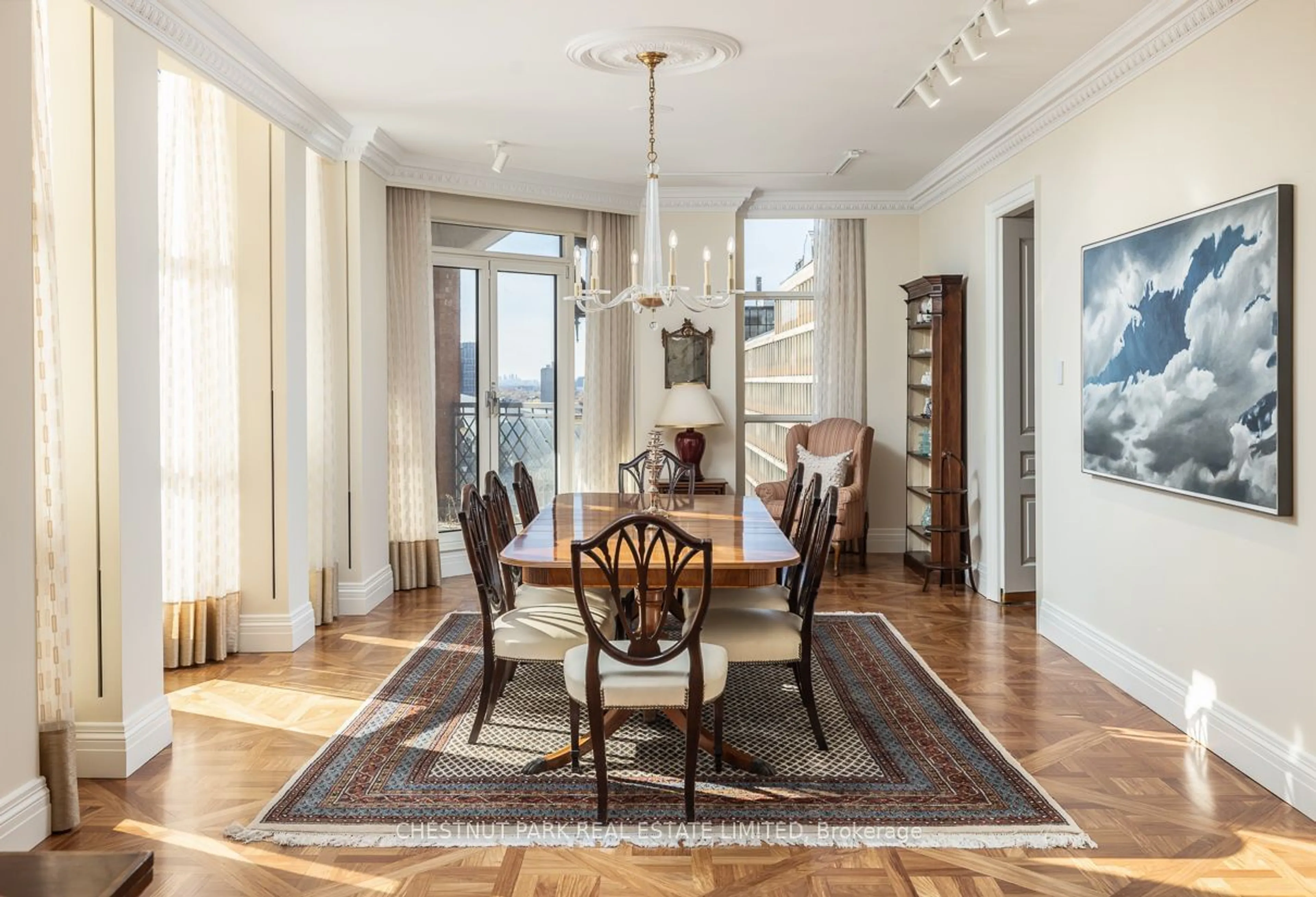 Dining room, wood floors, cottage for 22 St Thomas St #12A, Toronto Ontario M5S 3E7