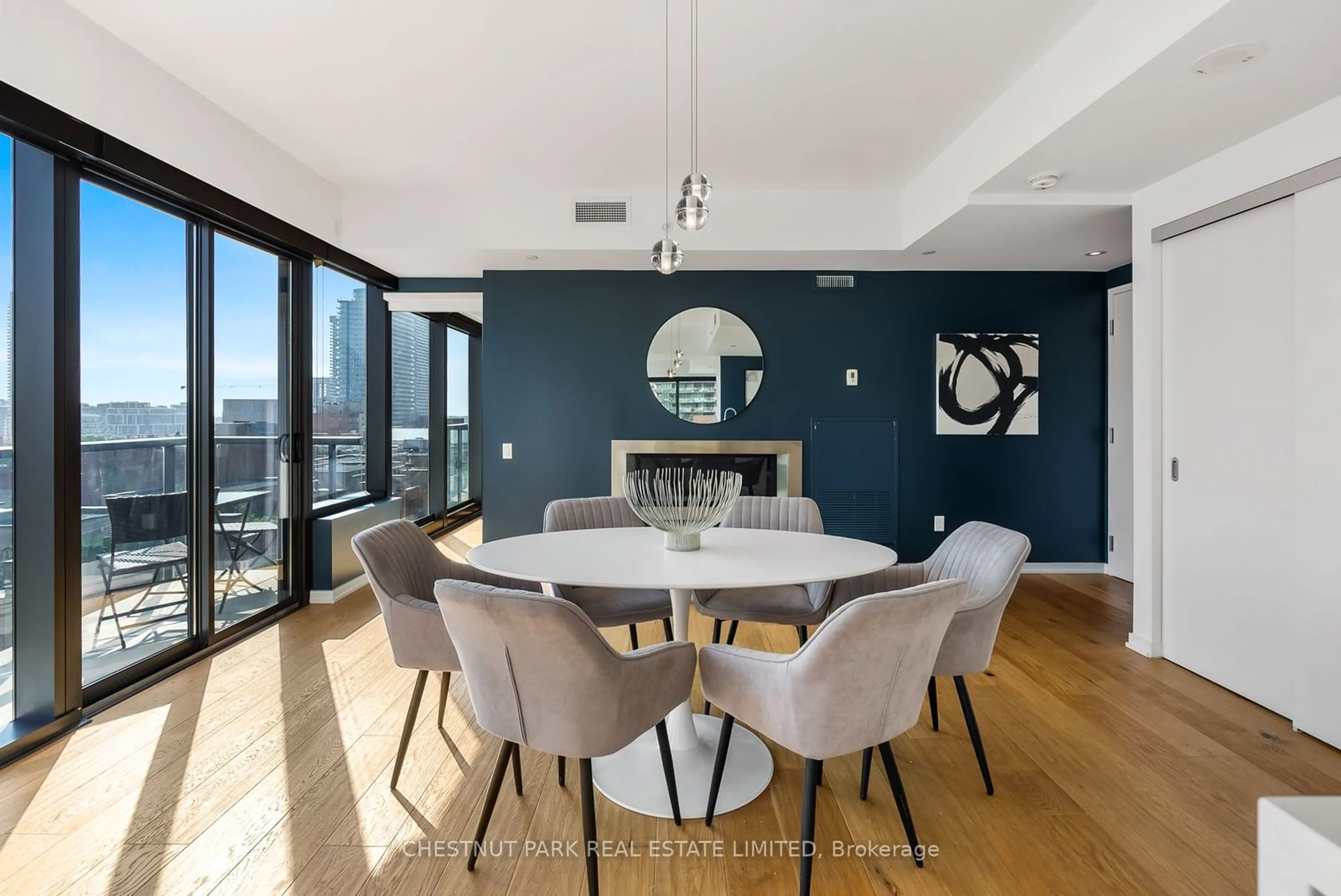 Dining room, wood floors, mountain for 60 Colborne St #1002, Toronto Ontario M5E 0B7