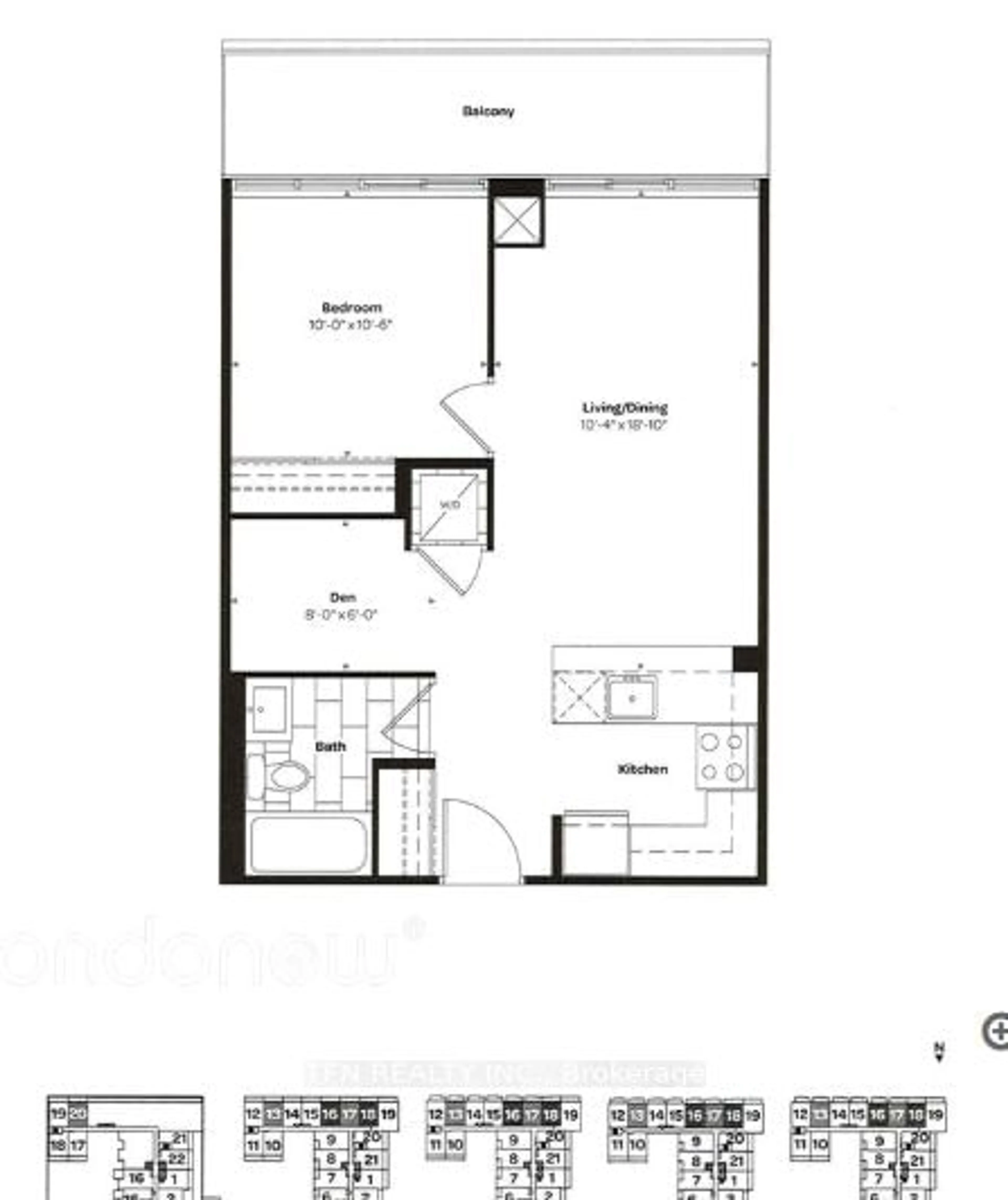 Floor plan for 1603 Eglinton Ave #417, Toronto Ontario M6E 0A1