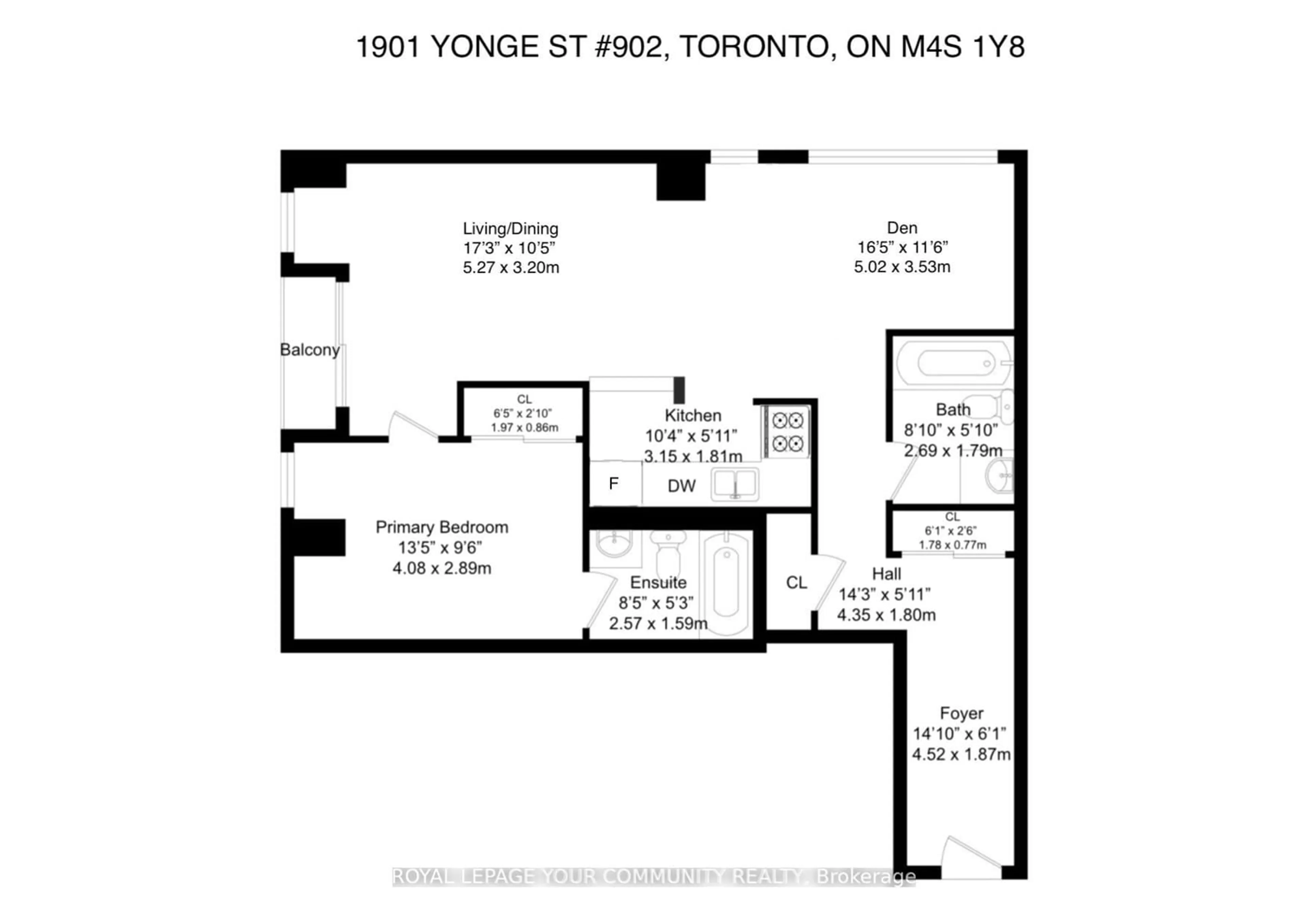 Floor plan for 1901 Yonge St #902, Toronto Ontario M4S 1Y6