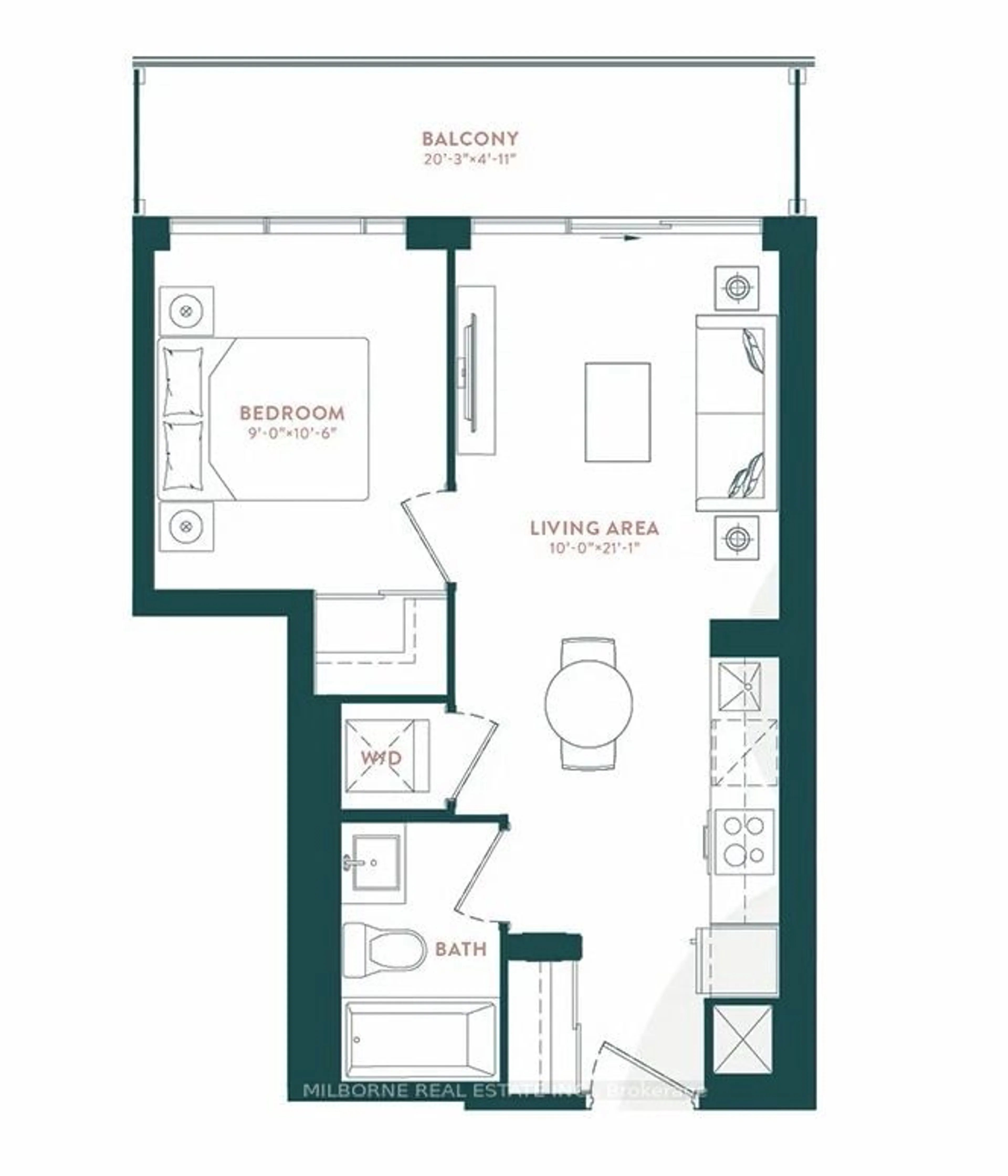 Floor plan for 5 Defries St #3009, Toronto Ontario M5A 0W7