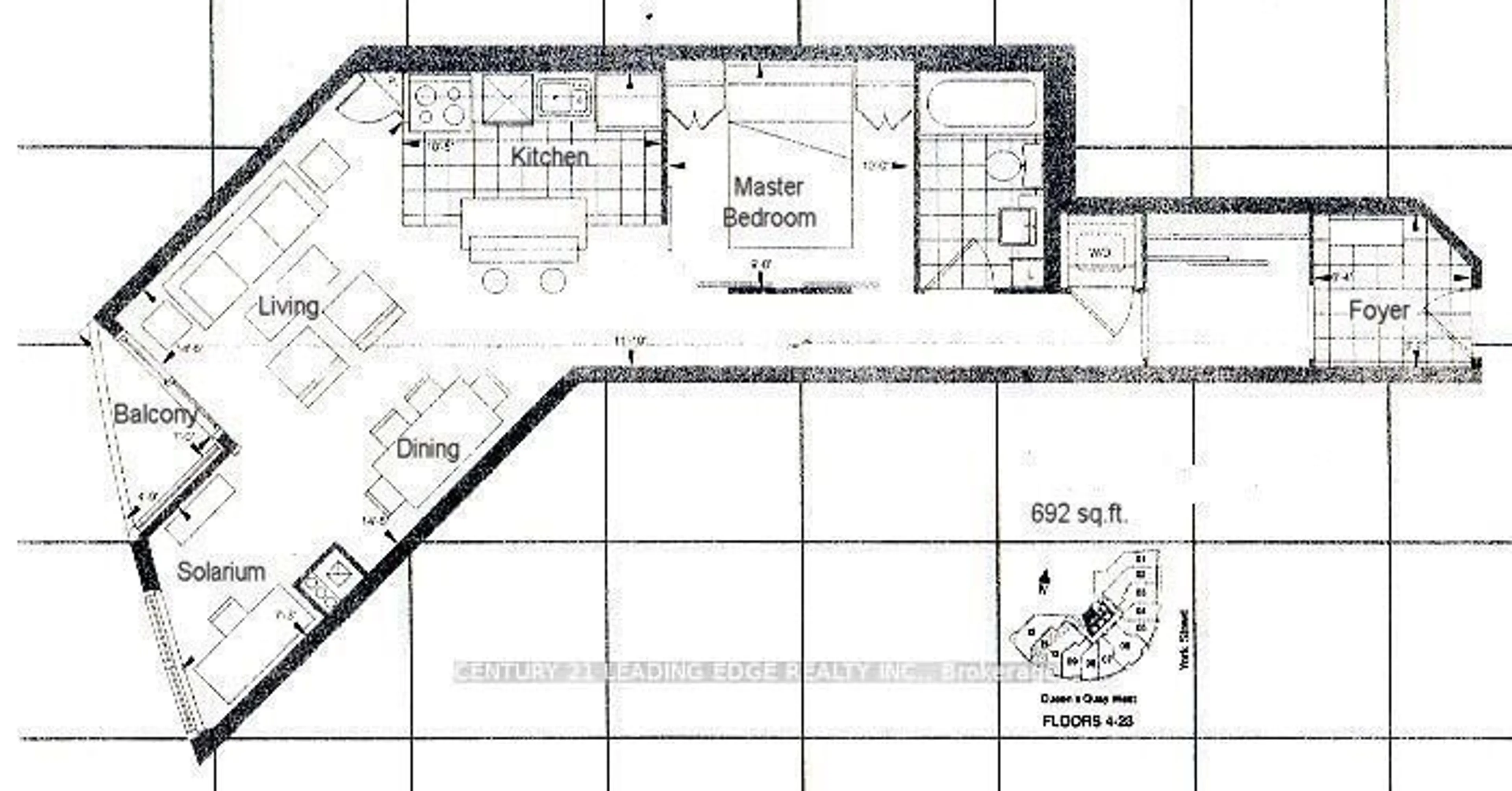 Floor plan for 8 York St #2011, Toronto Ontario M5J 2Y2