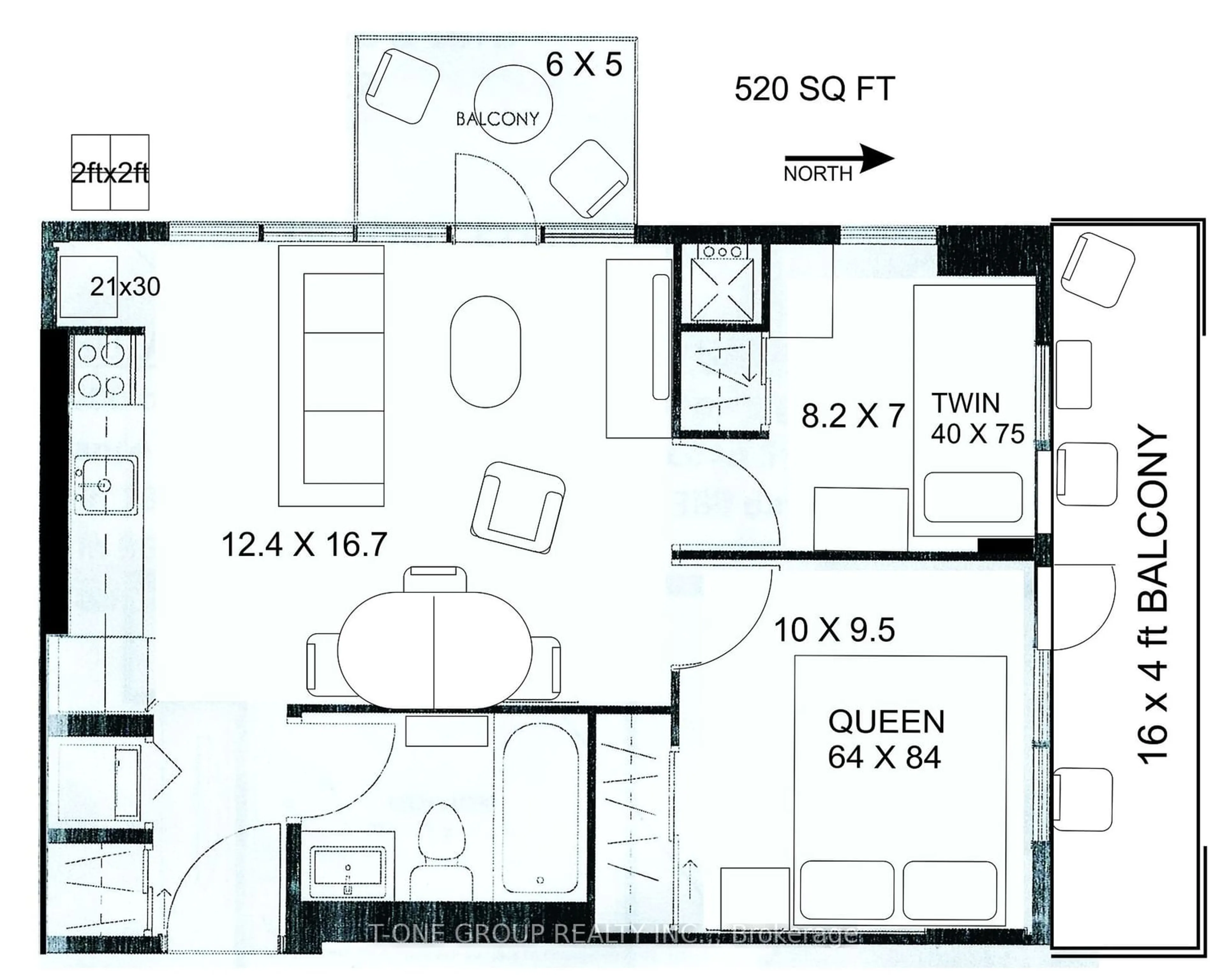 Floor plan for 38 Monte Kwinter Crt #520, Toronto Ontario M1H 0E2