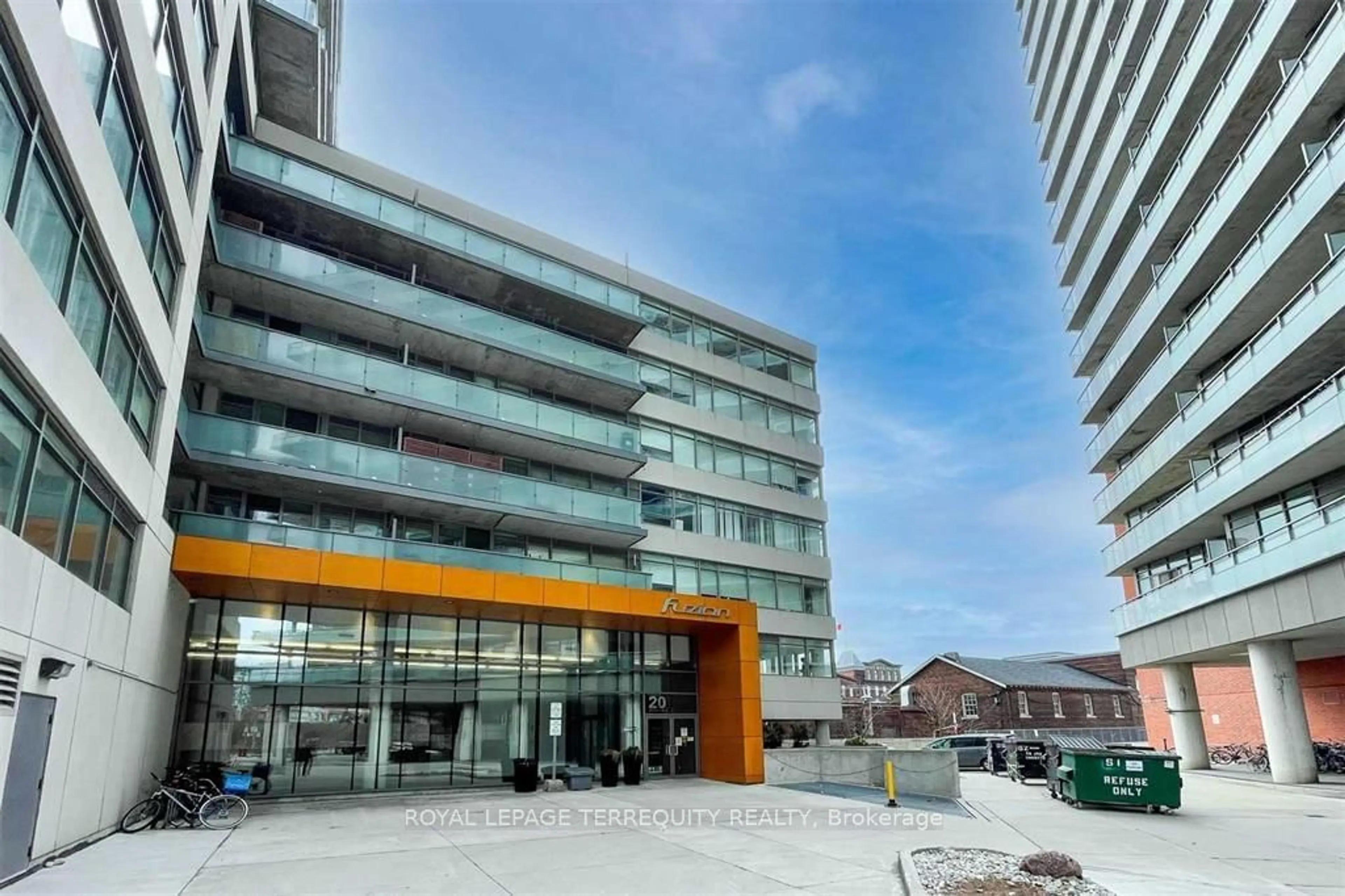 A pic from exterior of the house or condo, the front or back of building for 20 Joe Shuster Way #808, Toronto Ontario M6K 0A3