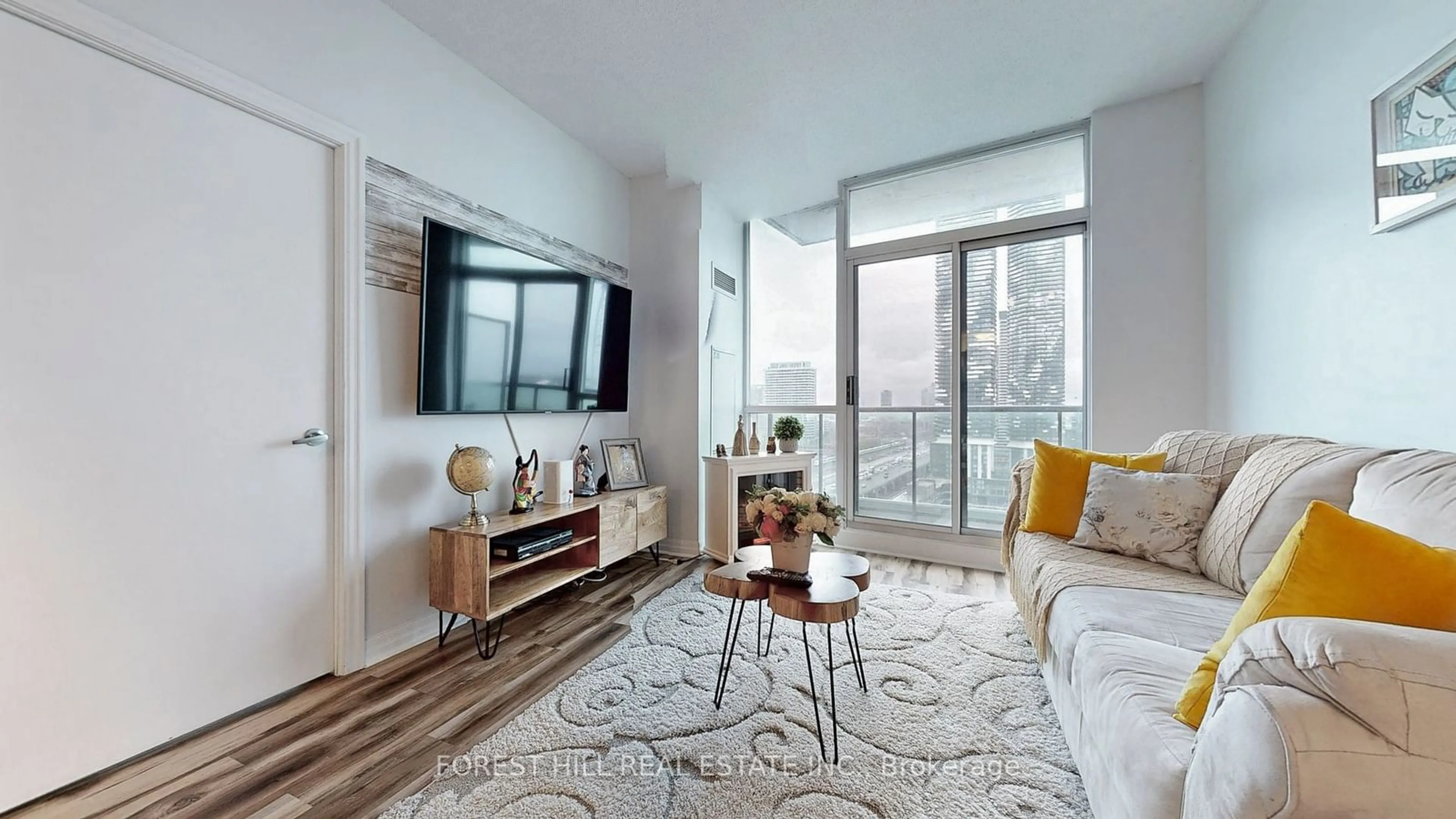 Living room, wood floors for 16 Yonge St #2207, Toronto Ontario M5E 2A1