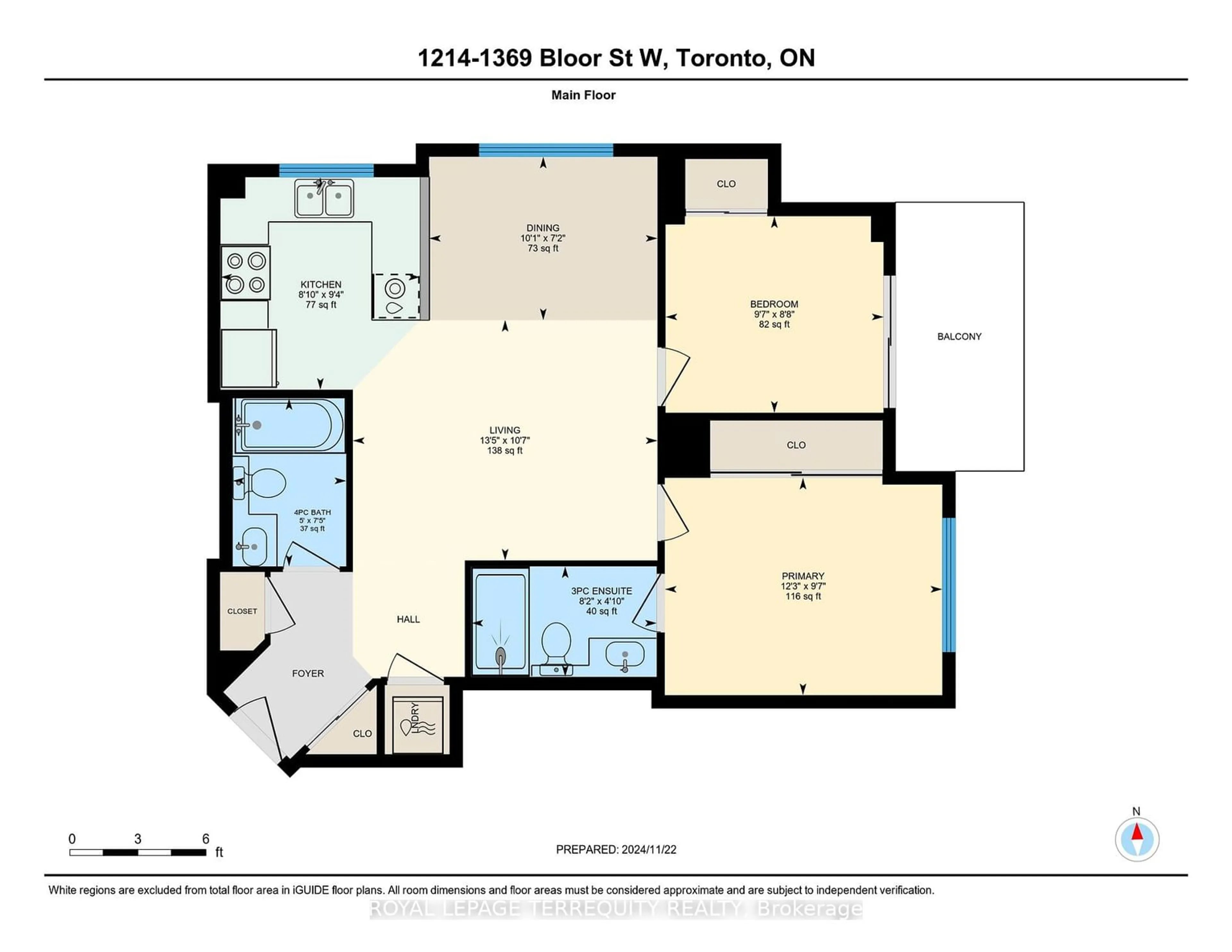 Floor plan for 1369 Bloor St #1214, Toronto Ontario M6P 4J4