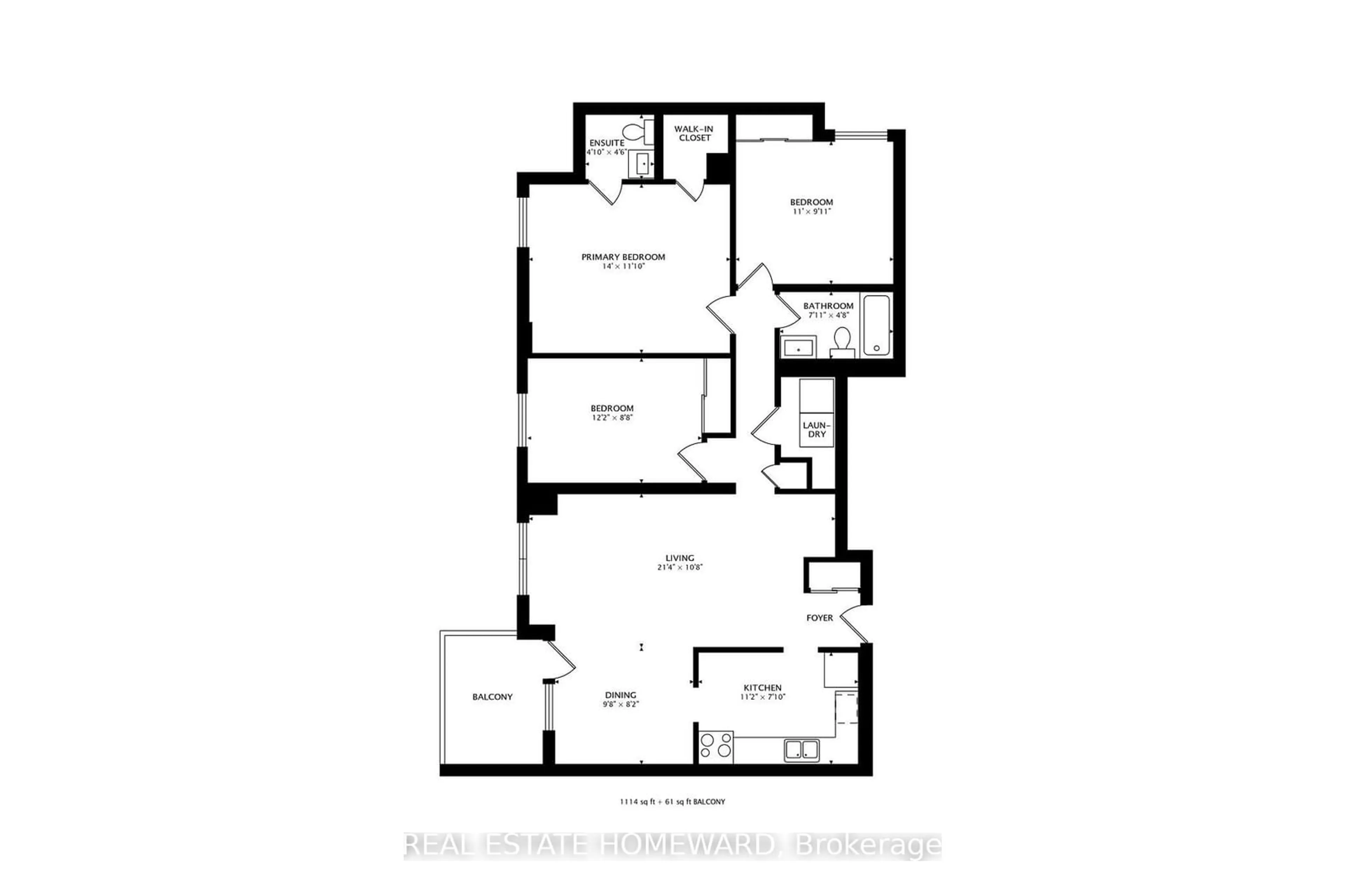 Floor plan for 10 Edgecliff Gfwy #1917, Toronto Ontario M3C 3A3