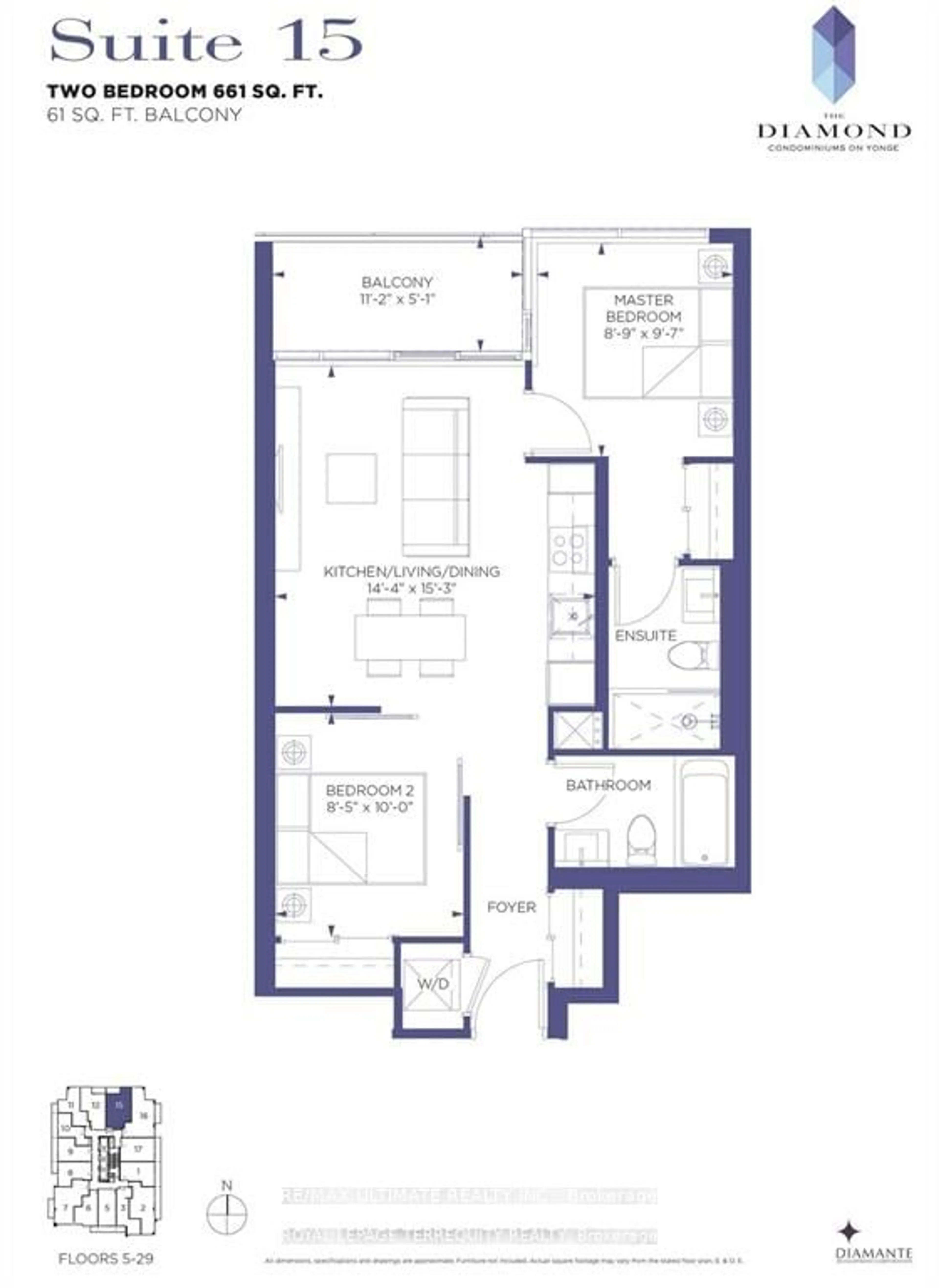 Floor plan for 75 Canterbury Pl #615, Toronto Ontario M2N 0L2