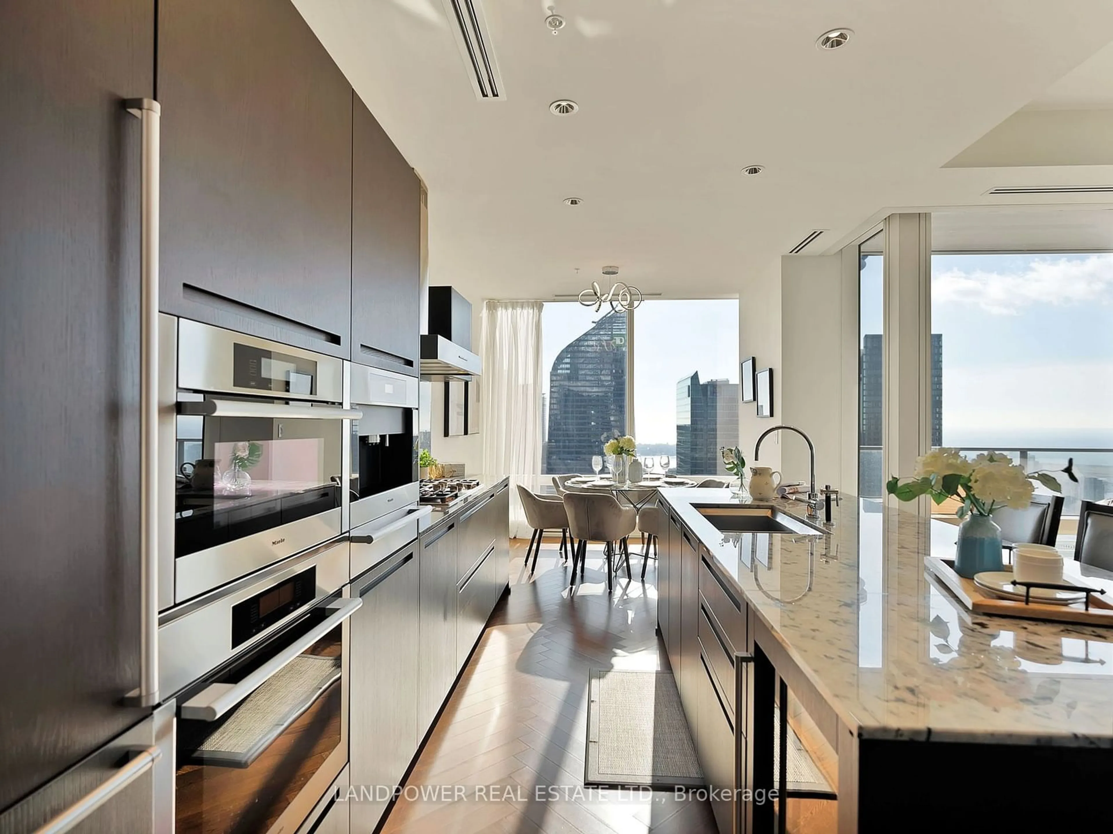 Contemporary kitchen, wood floors, mountain for 180 University Ave #5101, Toronto Ontario M5H 0A2