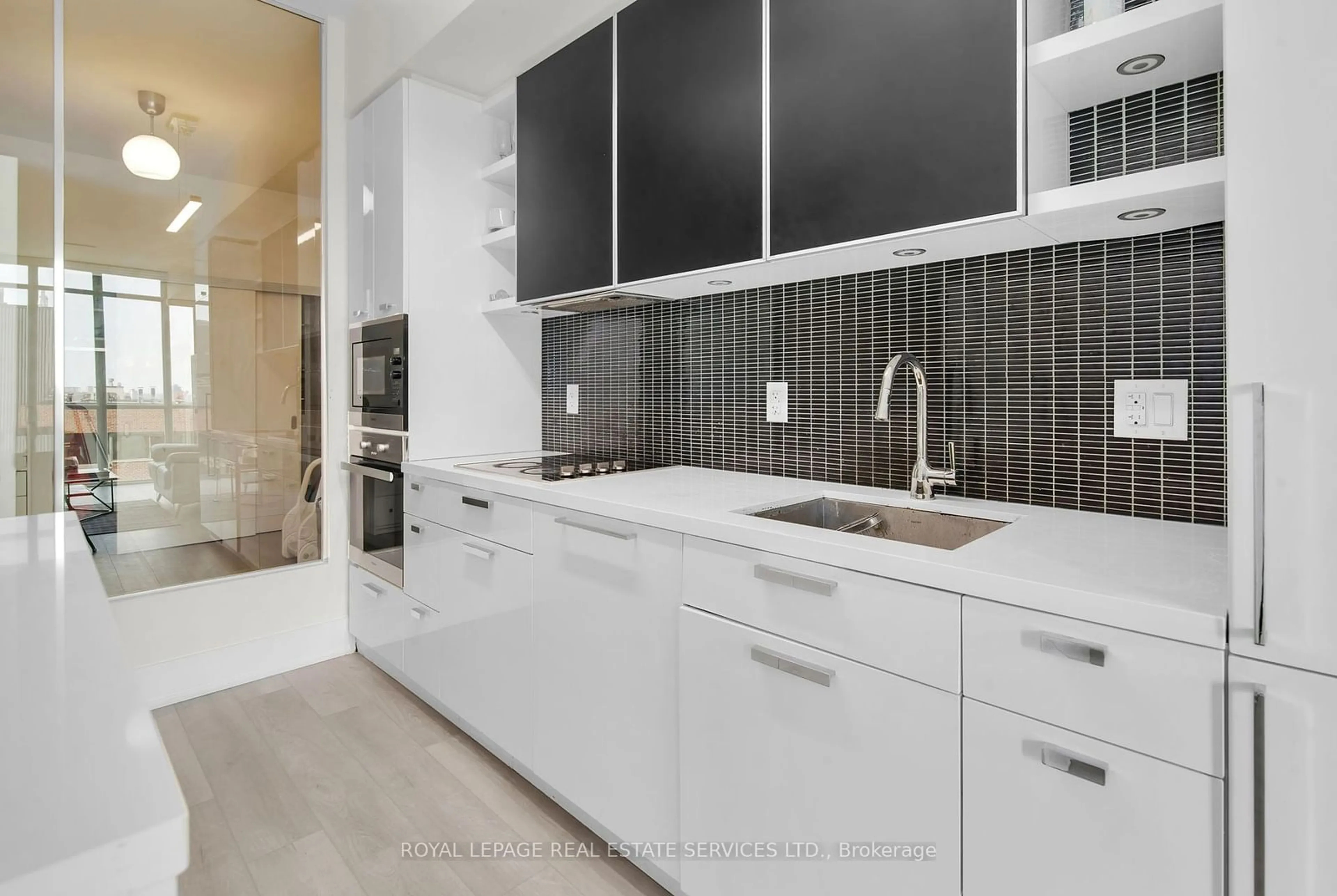 Contemporary kitchen, ceramic floors for 32 Davenport Rd #1405, Toronto Ontario M5R 0B5