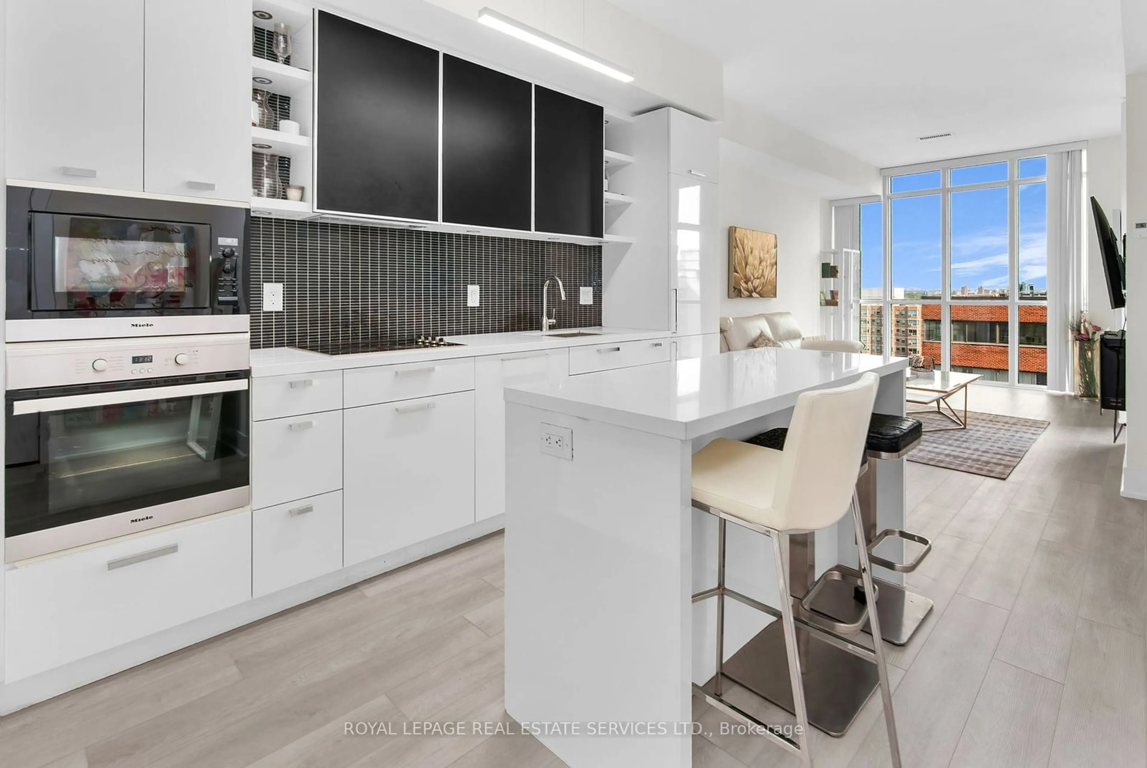 Contemporary kitchen, ceramic floors for 32 Davenport Rd #1405, Toronto Ontario M5R 0B5