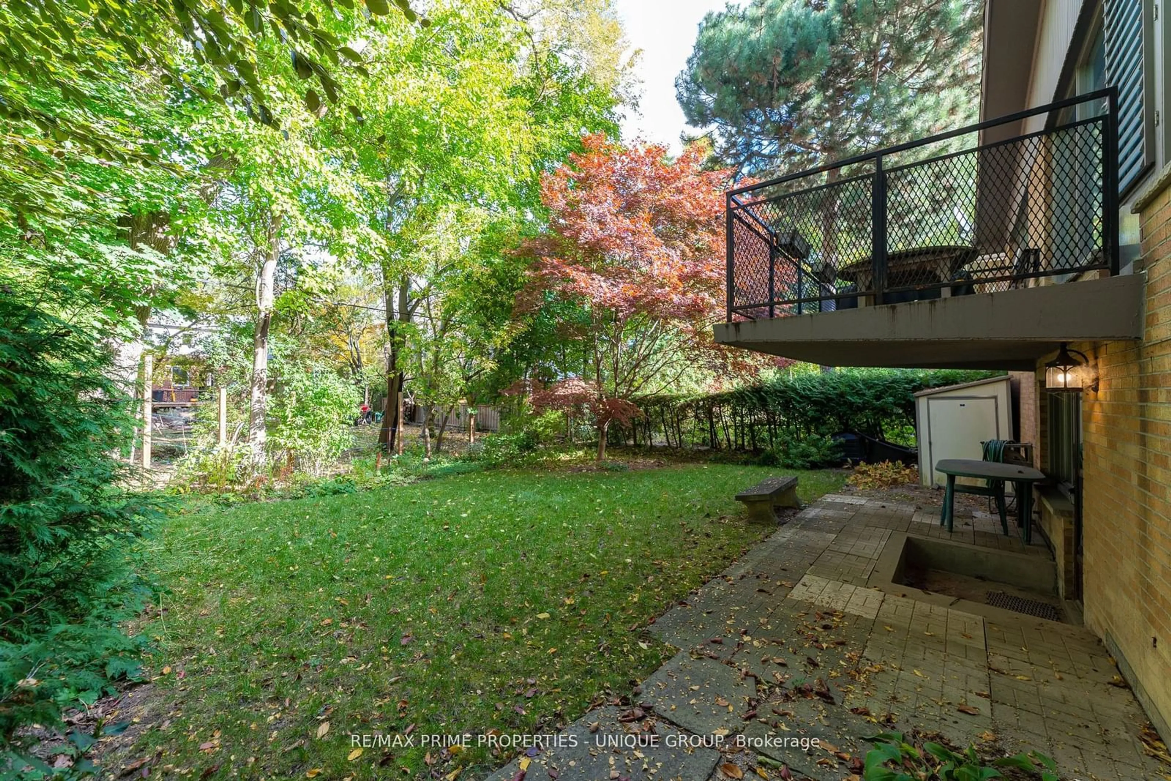 Patio, the fenced backyard for 86 Prue Ave, Toronto Ontario M6B 1R5