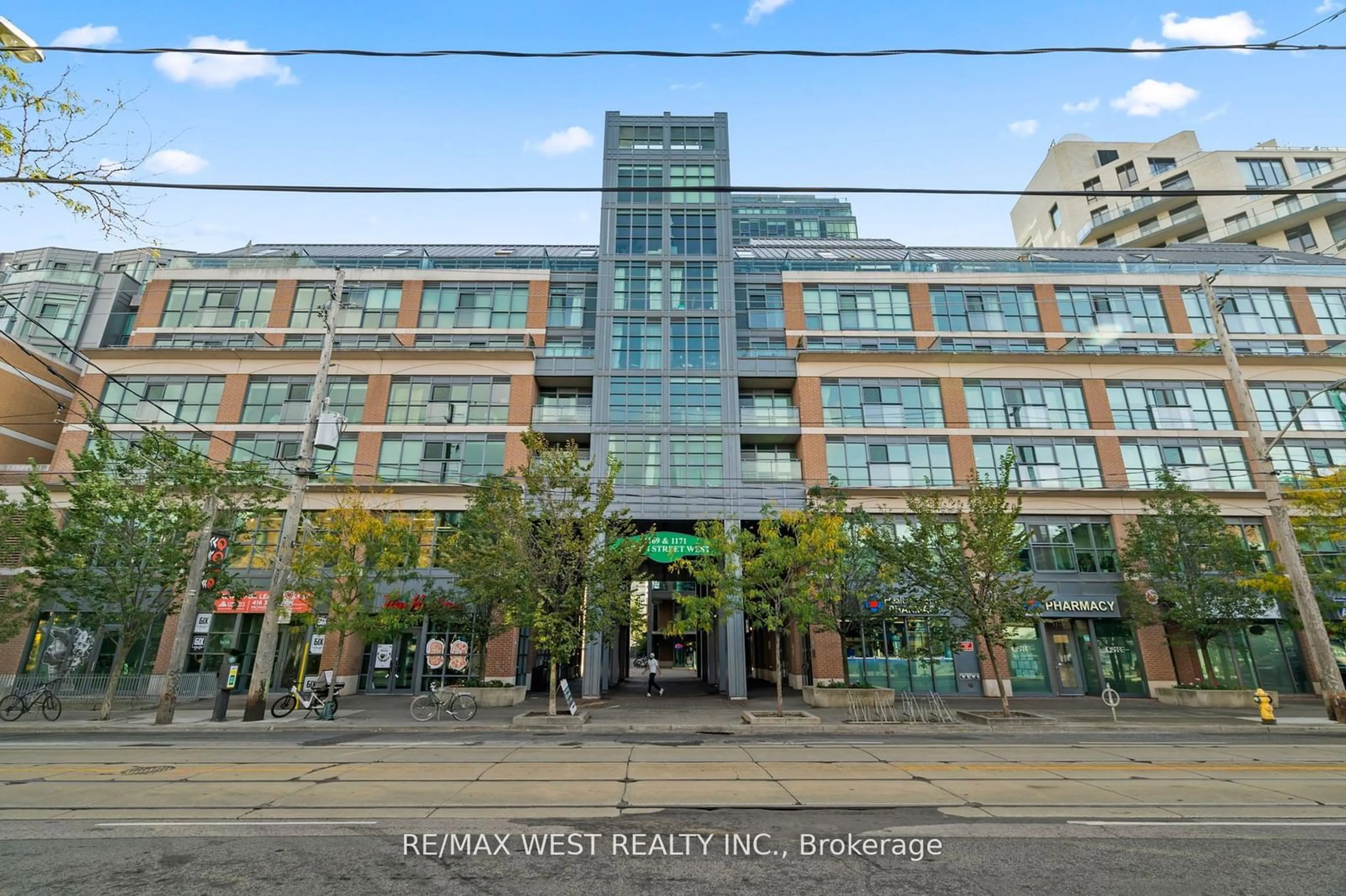 A pic from exterior of the house or condo, the street view for 1169 Queen St #506, Toronto Ontario M6J 1J4