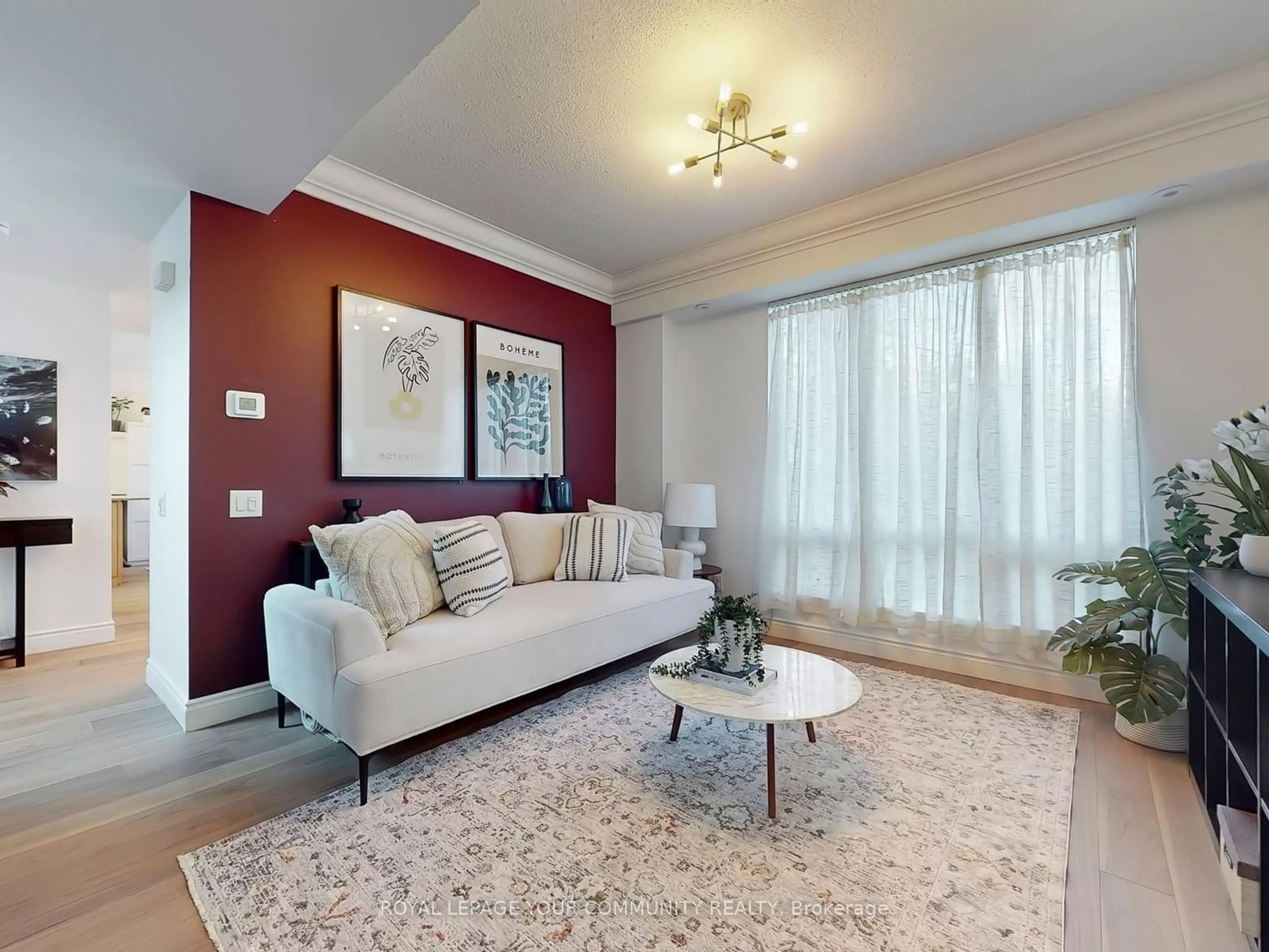 Living room, carpet floors for 60 Byng Ave #TH2, Toronto Ontario M2N 7K3