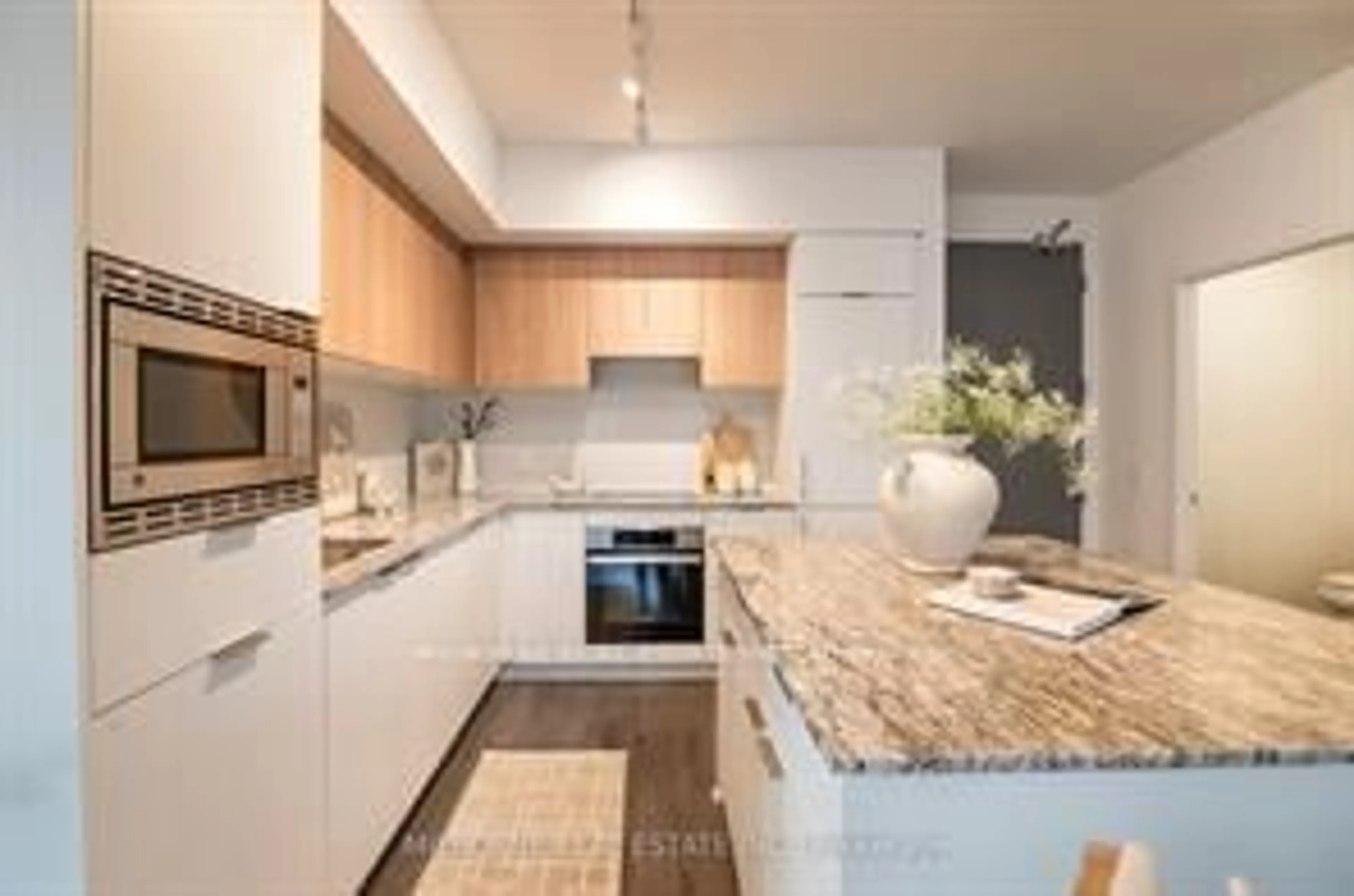 Contemporary kitchen, wood floors for 20 O'Neill Rd #TH101, Toronto Ontario M3C 0R2