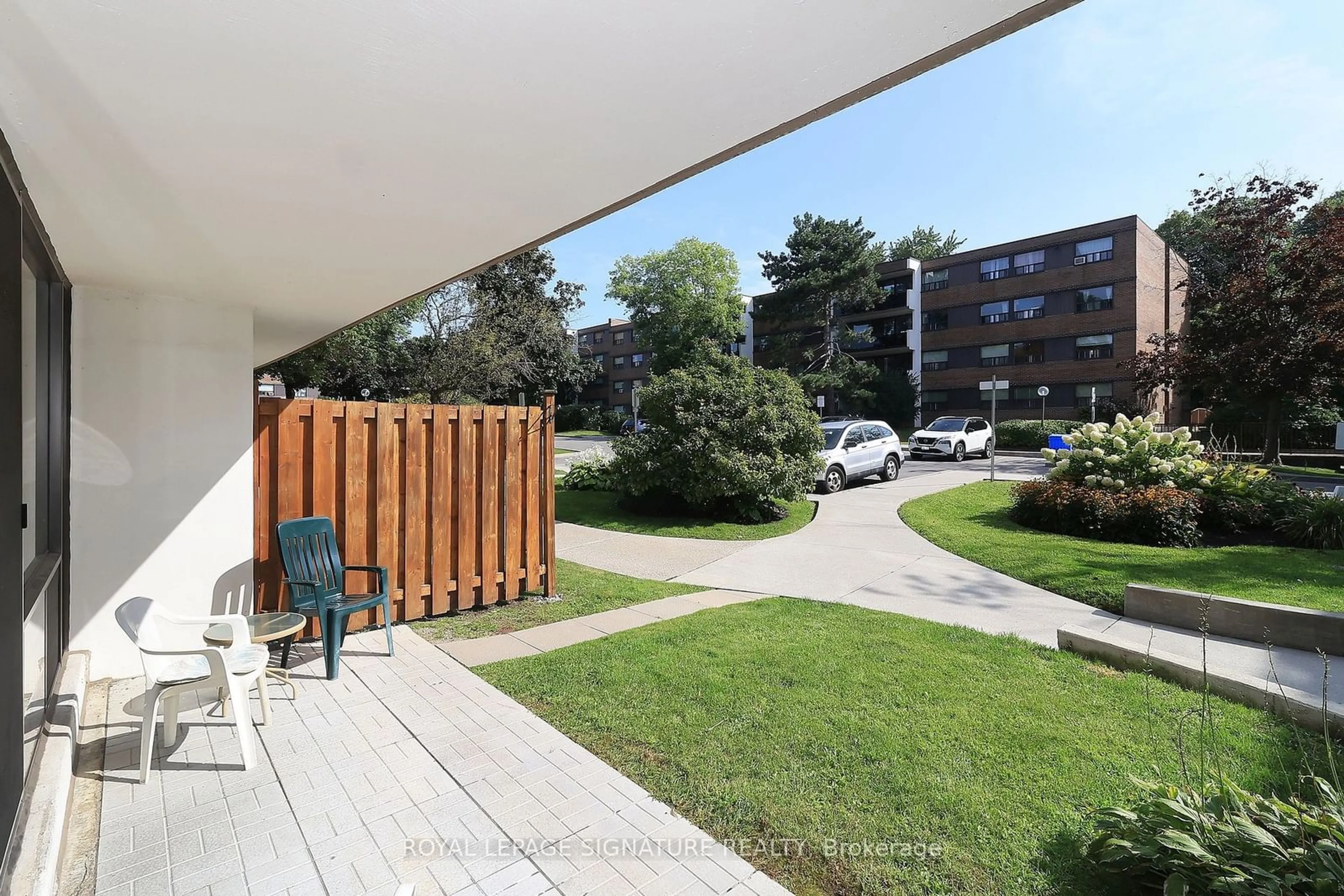 Balcony in the apartment, the street view for 20 Sunrise Ave #114, Toronto Ontario M4A 2R2