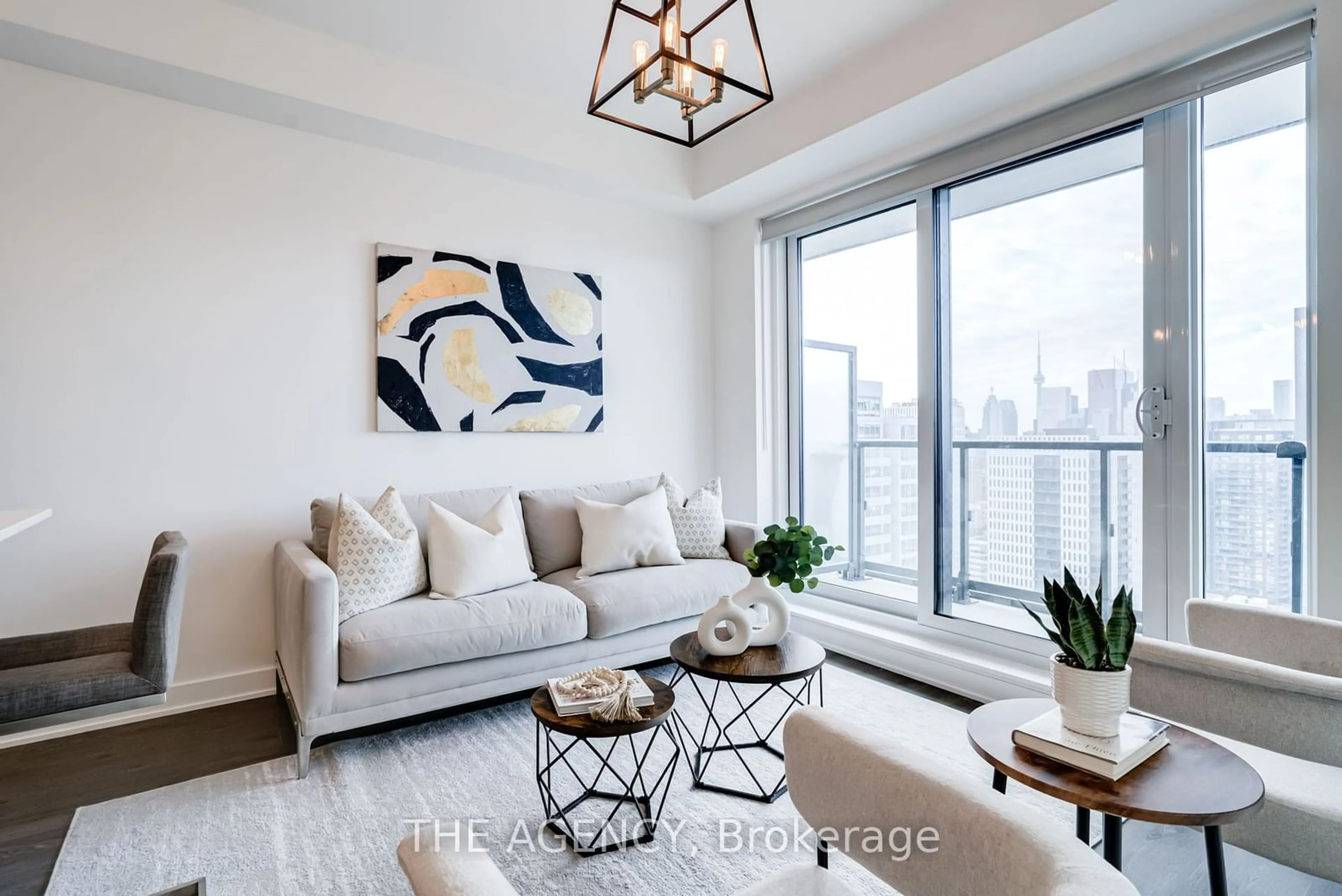 Living room, wood floors for 130 River St #2507, Toronto Ontario M5A 3P7