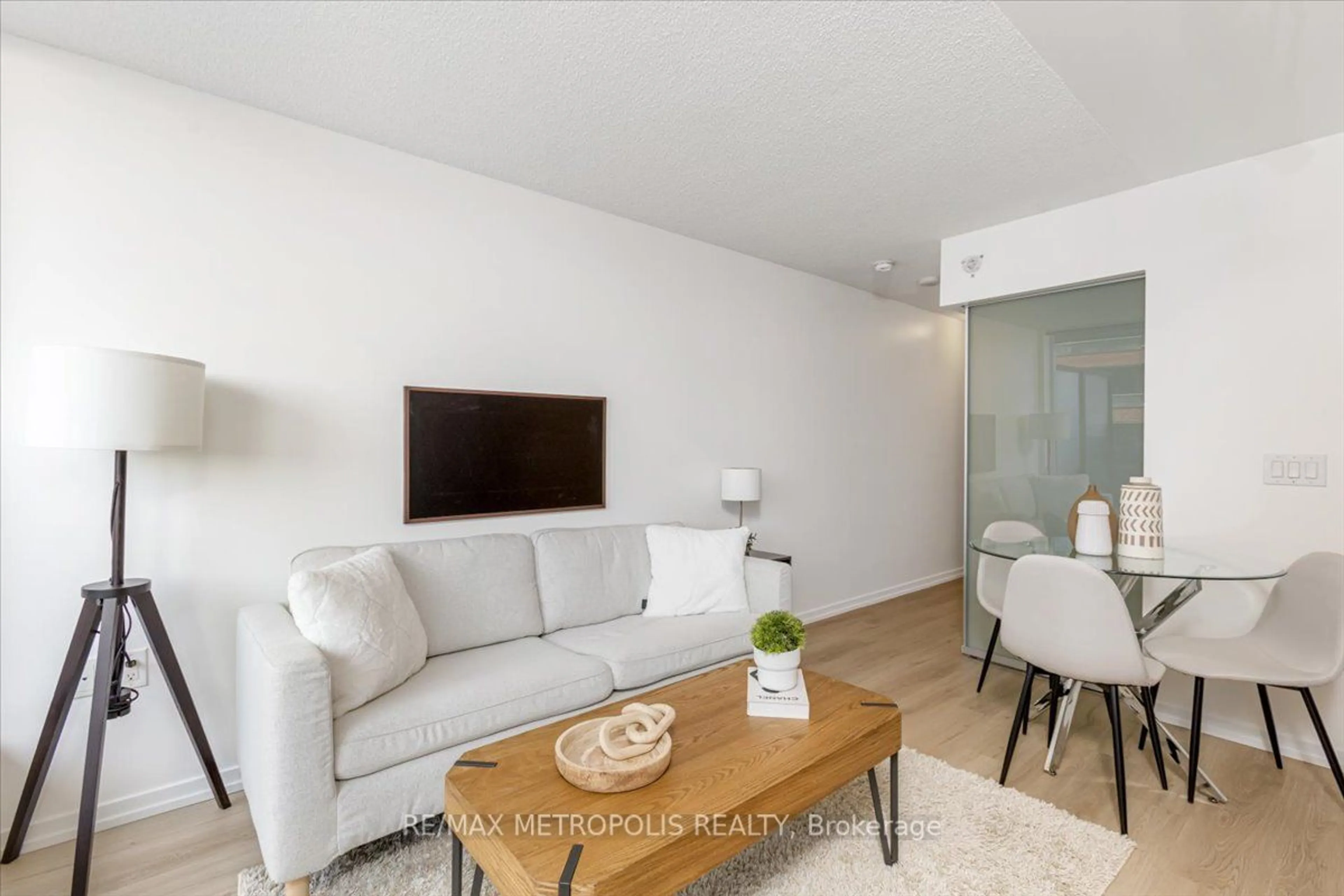 Living room, wood floors for 36 Lisgar St #906E, Toronto Ontario M6J 0C7