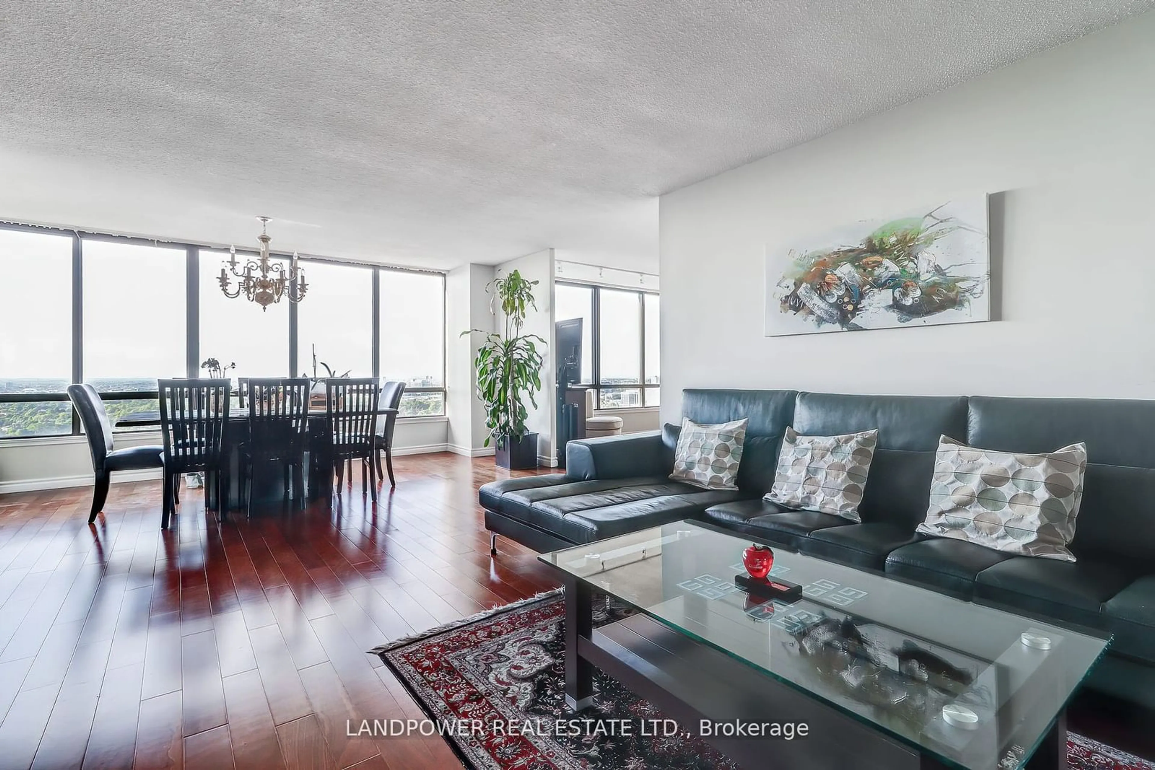 Living room, wood floors for 65 Skymark Dr #2307, Toronto Ontario M2H 3N9