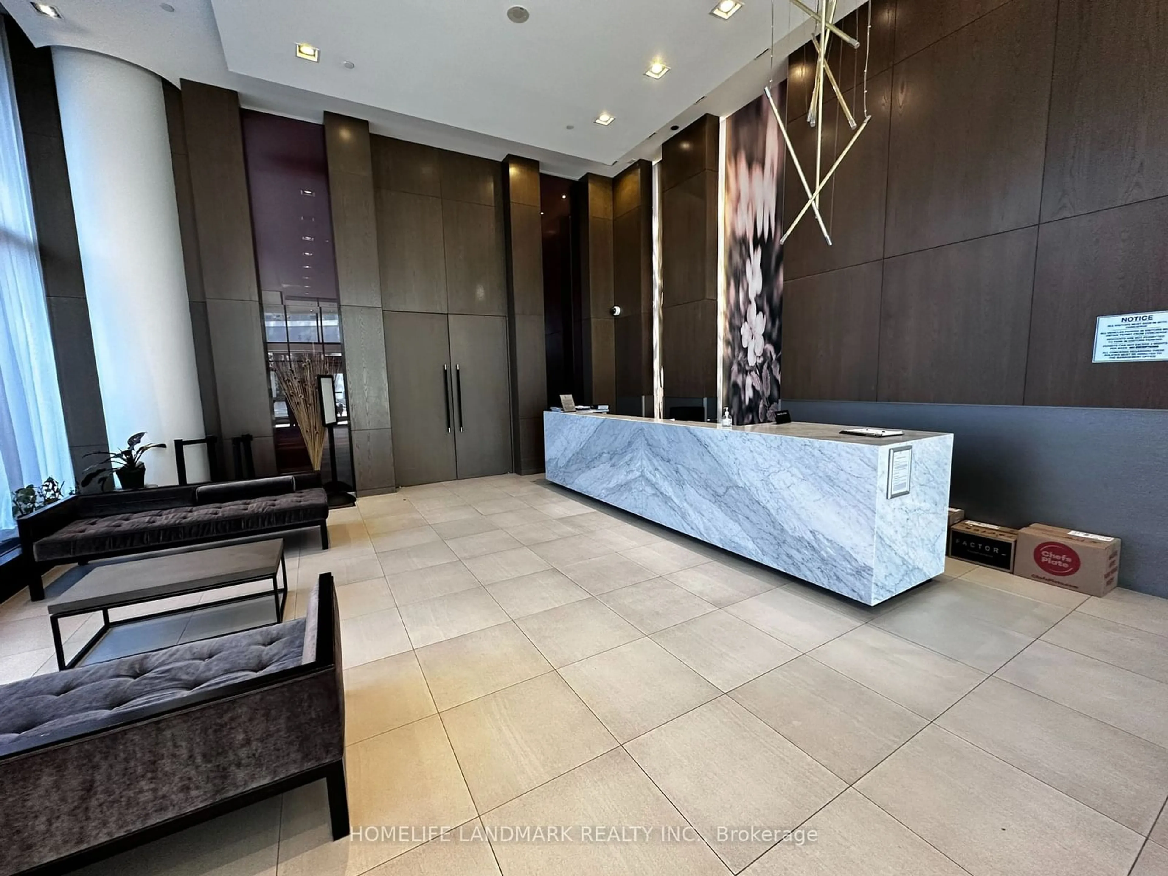 Indoor lobby, ceramic floors for 121 Mcmahon Dr #2306, Toronto Ontario M2K 0C2