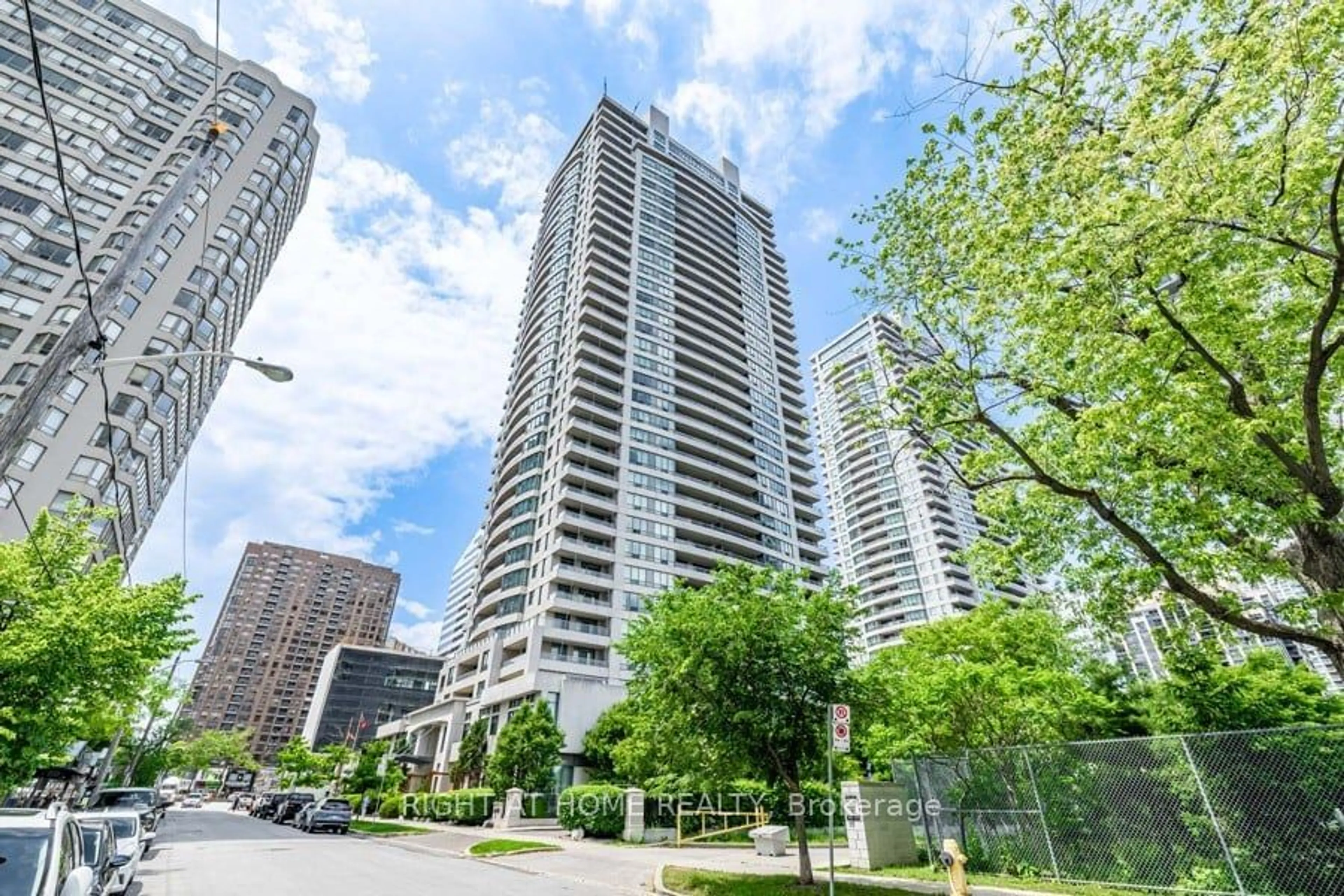 A pic from exterior of the house or condo, the street view for 18 Spring Garden Ave #1110, Toronto Ontario M2N 7M2