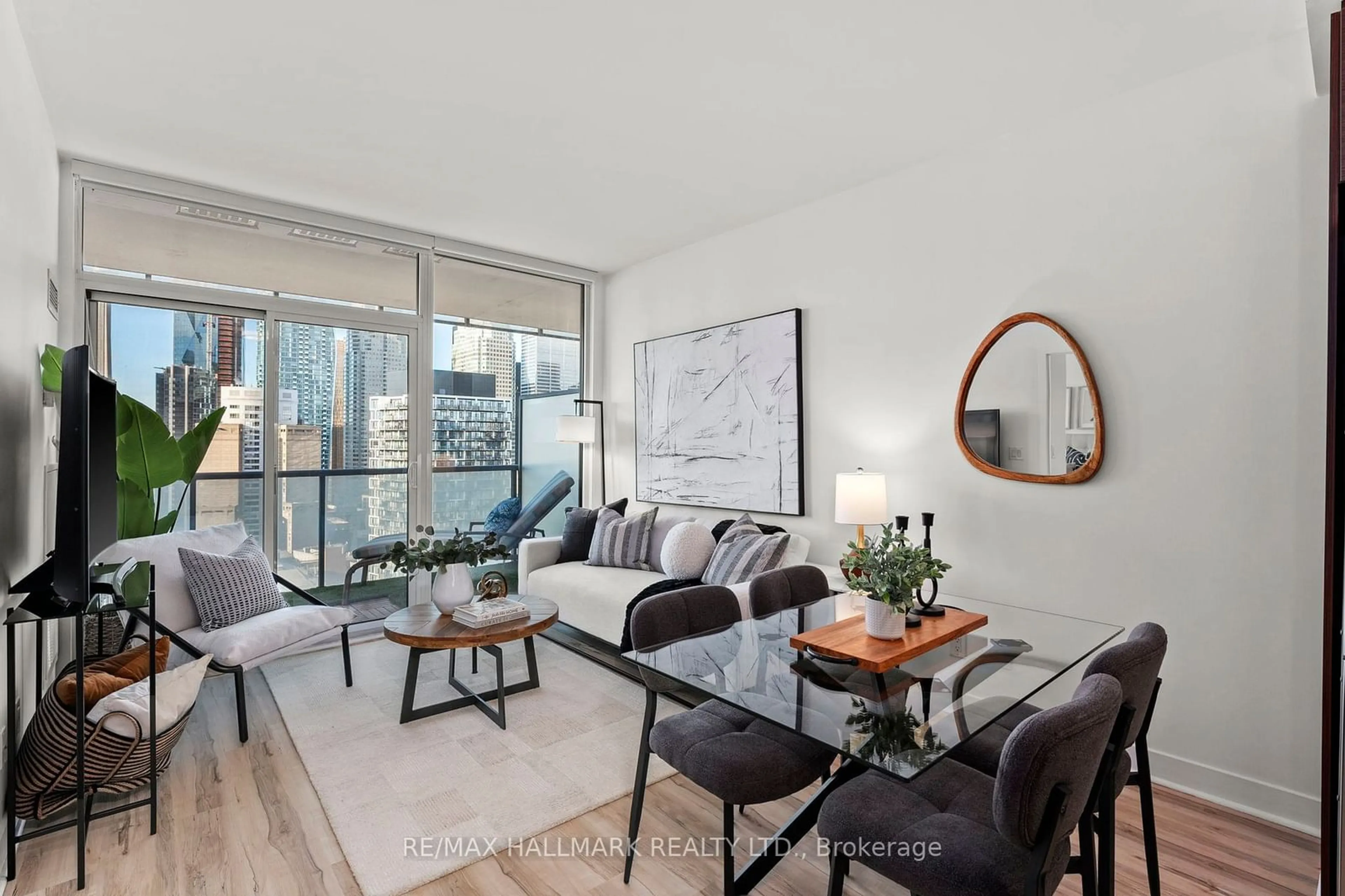 Living room, wood floors for 1 Market St #2512, Toronto Ontario M5E 0A2