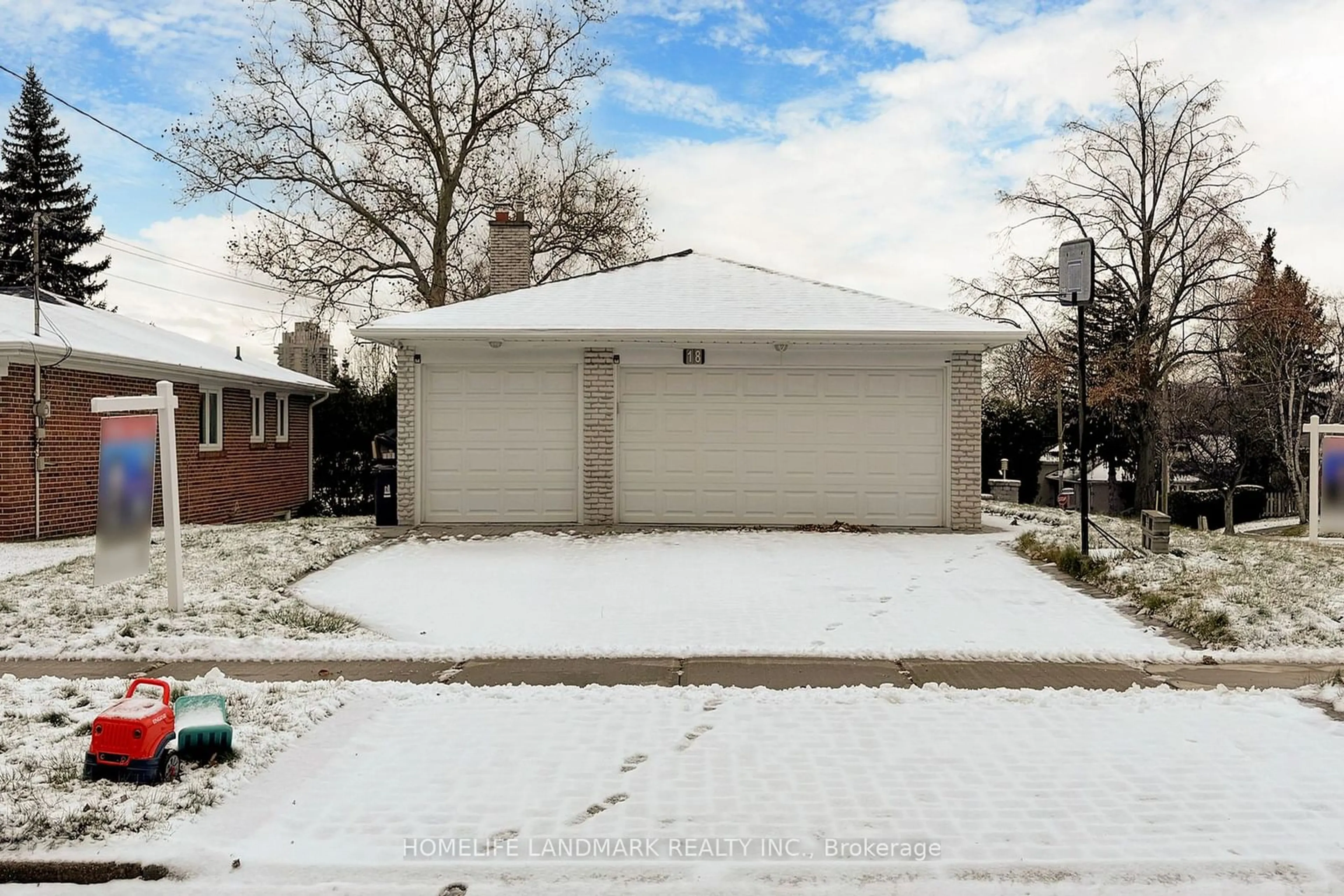 Frontside or backside of a home, the street view for 18 Olsen Dr, Toronto Ontario M3A 3J2