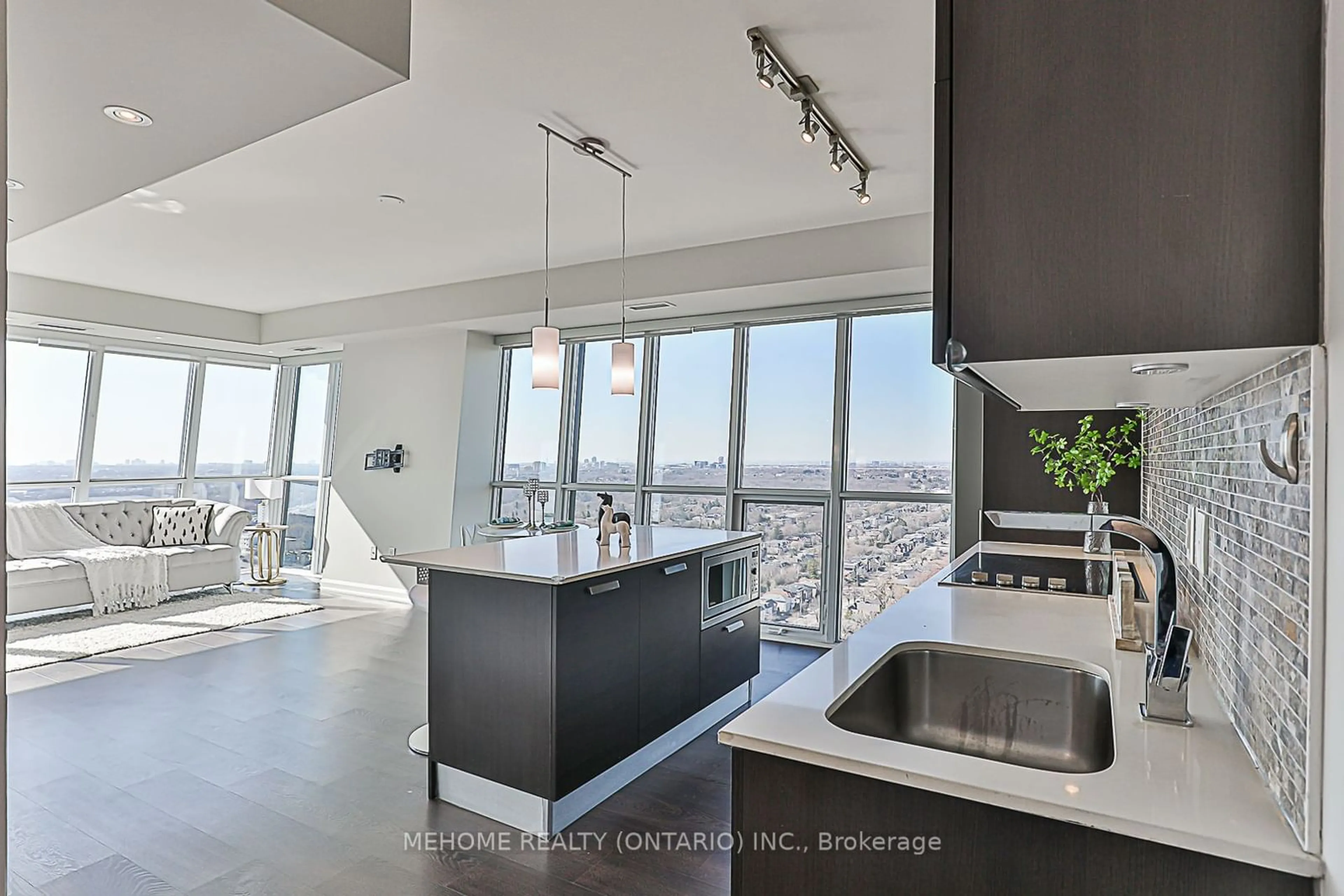 Contemporary kitchen, cement floor for 11 Bogert Ave #2803, Toronto Ontario M2N 0H3