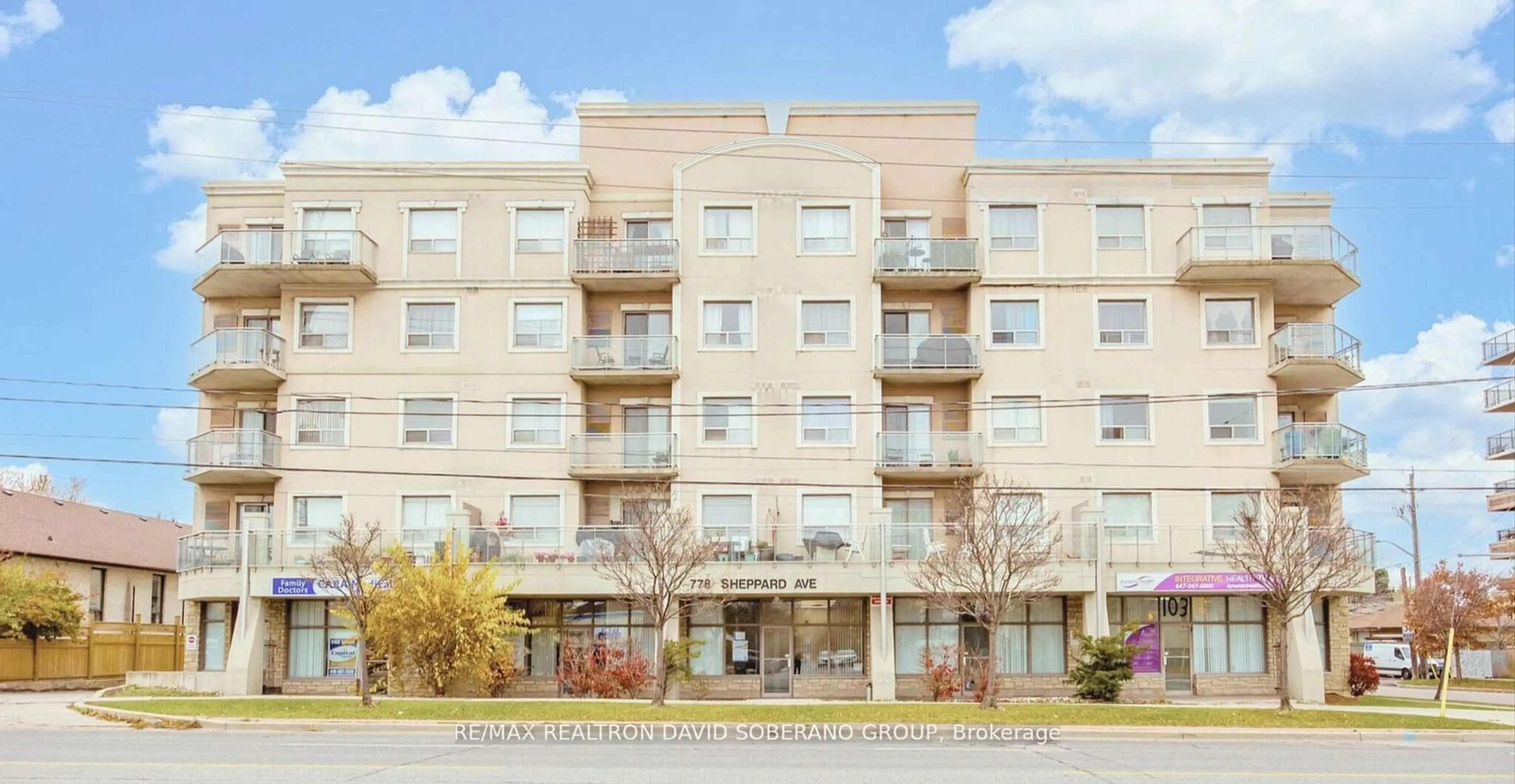 A pic from exterior of the house or condo, the front or back of building for 778 Sheppard Ave #306, Toronto Ontario M3H 6B7