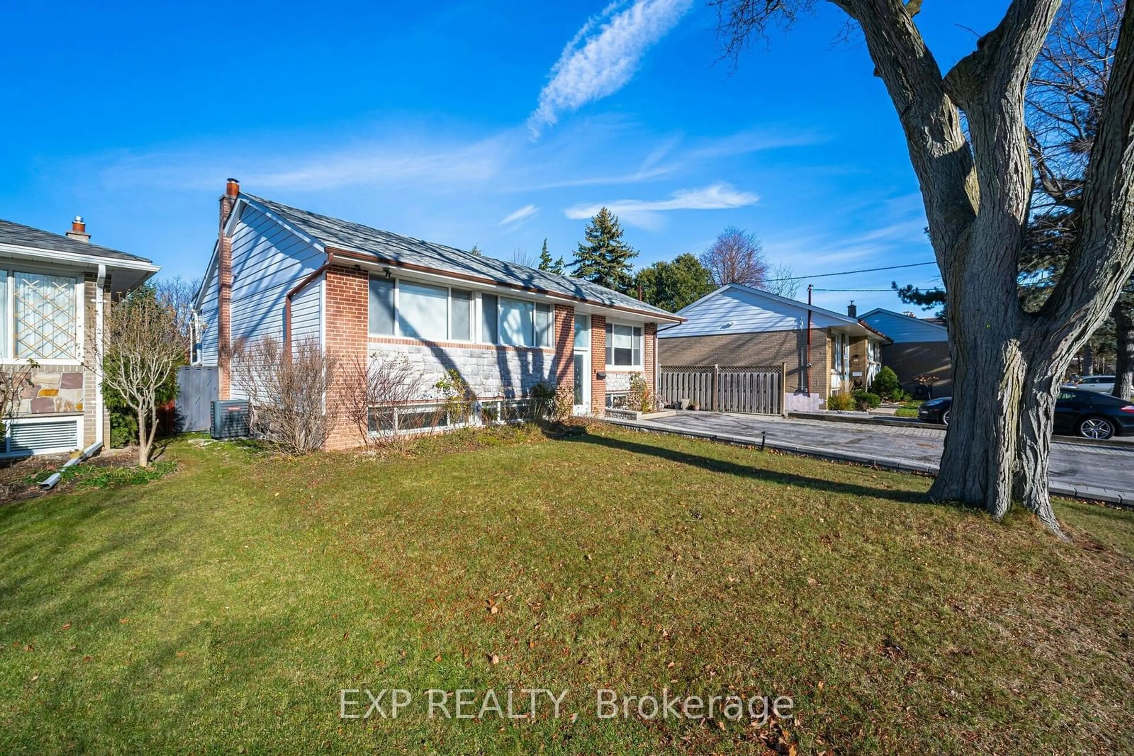 Frontside or backside of a home, the fenced backyard for 108 Lynedock Cres, Toronto Ontario M3A 2B1