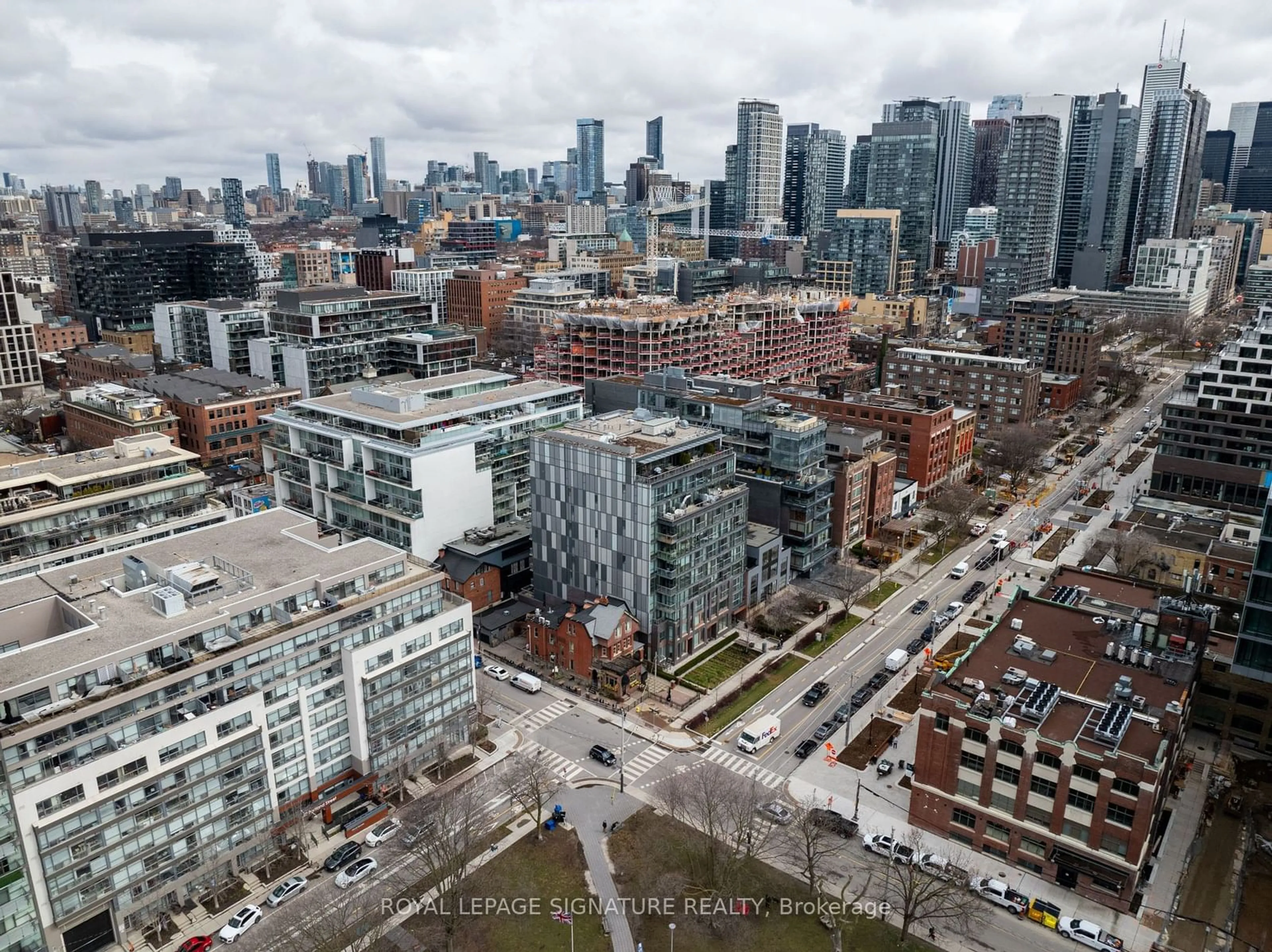 A pic from exterior of the house or condo, the view of city buildings for 508 Wellington St #204, Toronto Ontario M5V 0K8