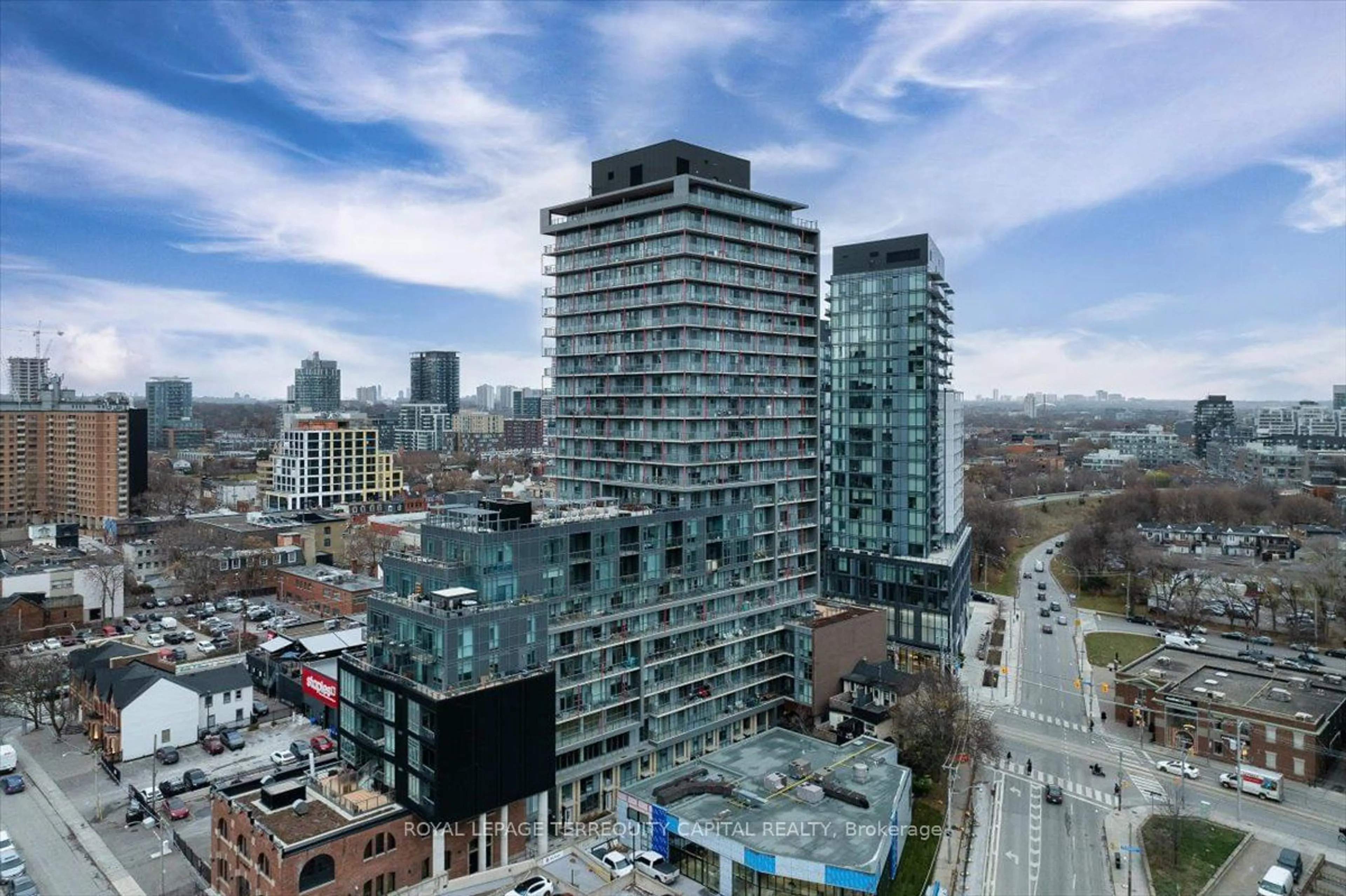 A pic from exterior of the house or condo, the view of city buildings for 120 Parliament St #1805, Toronto Ontario M5A 2Y8